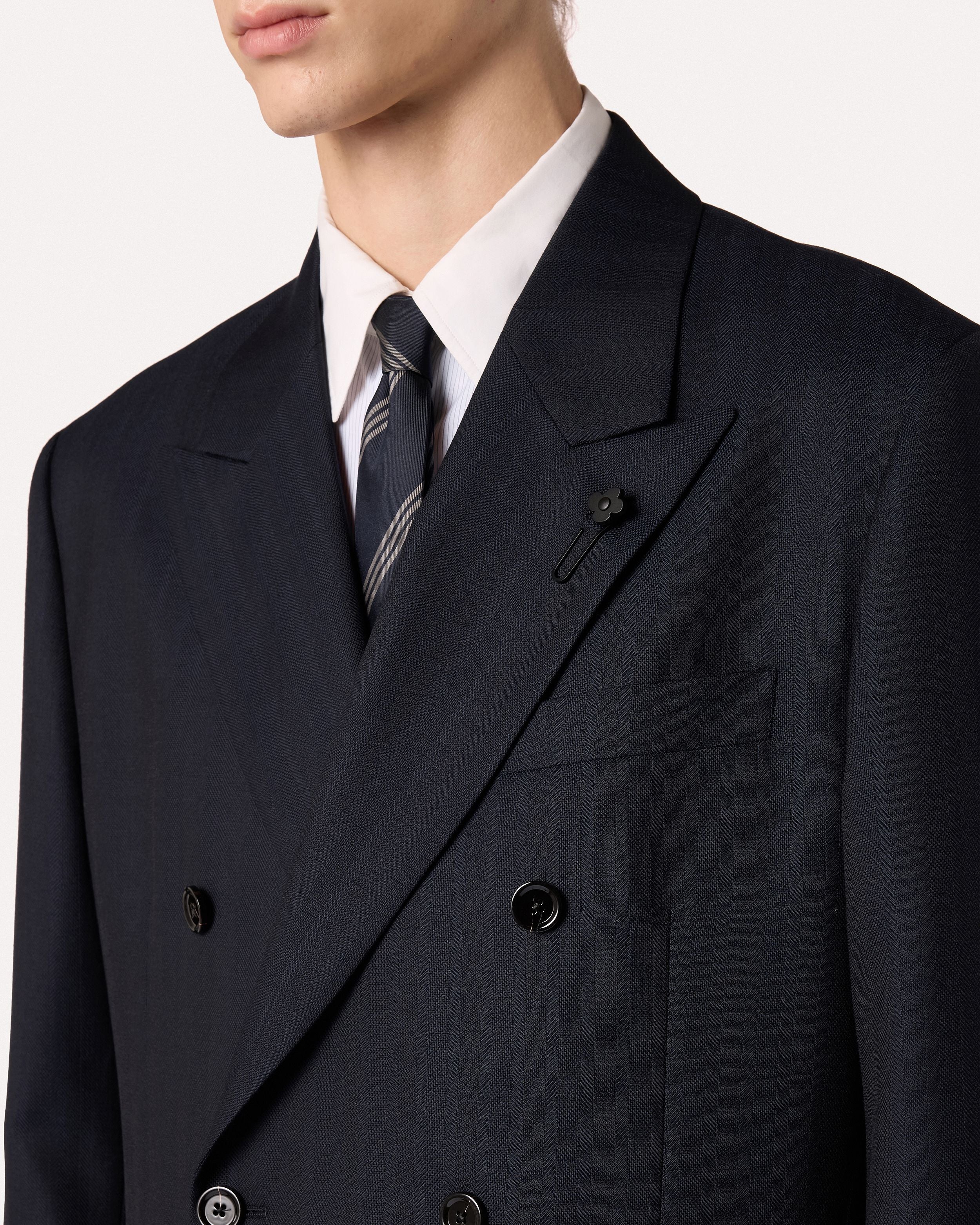 Abito doppiopetto blu in lana twill BLUE Lardini 4