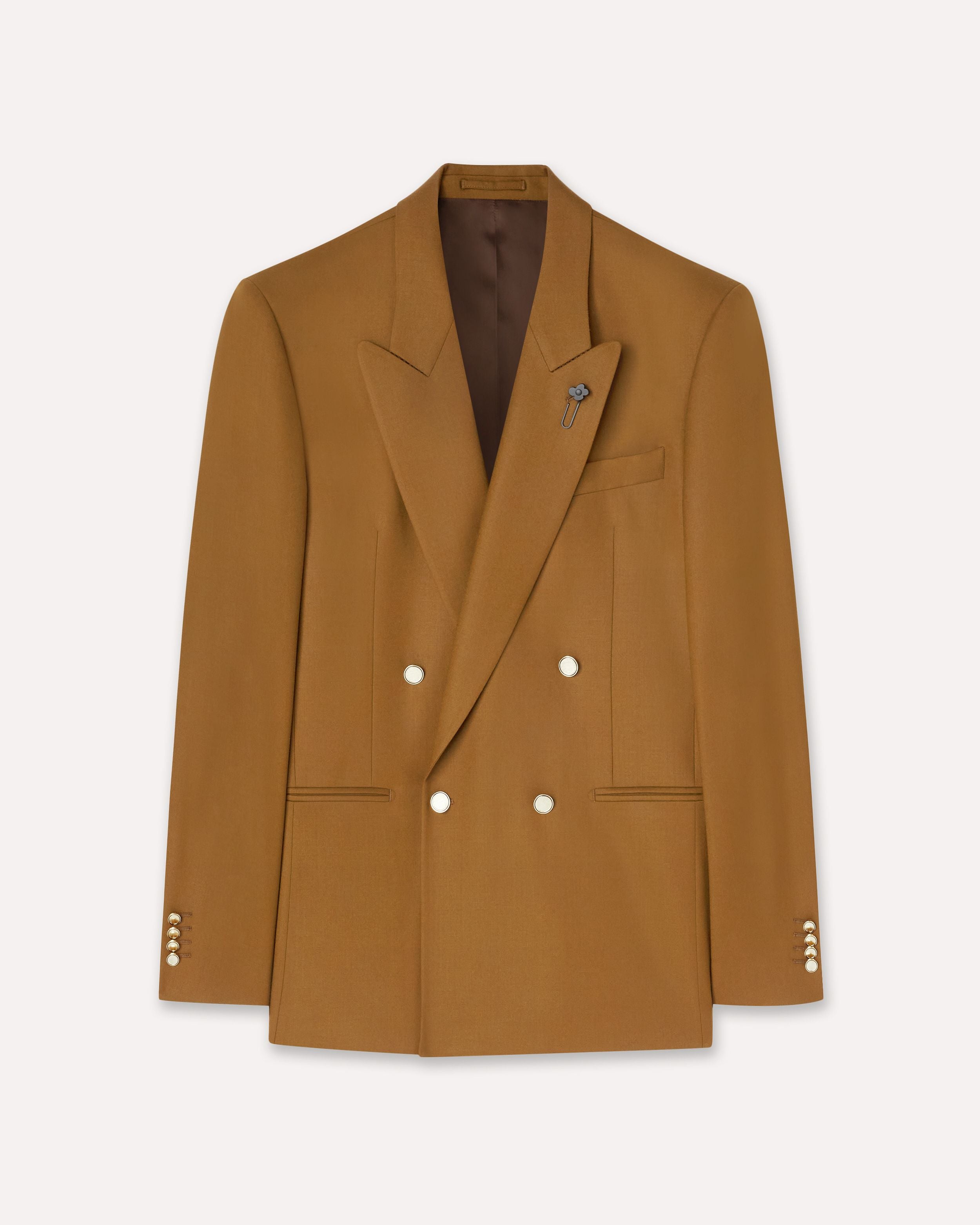 Giacca doppiopetto nocciola in flanella CAMEL Lardini 1