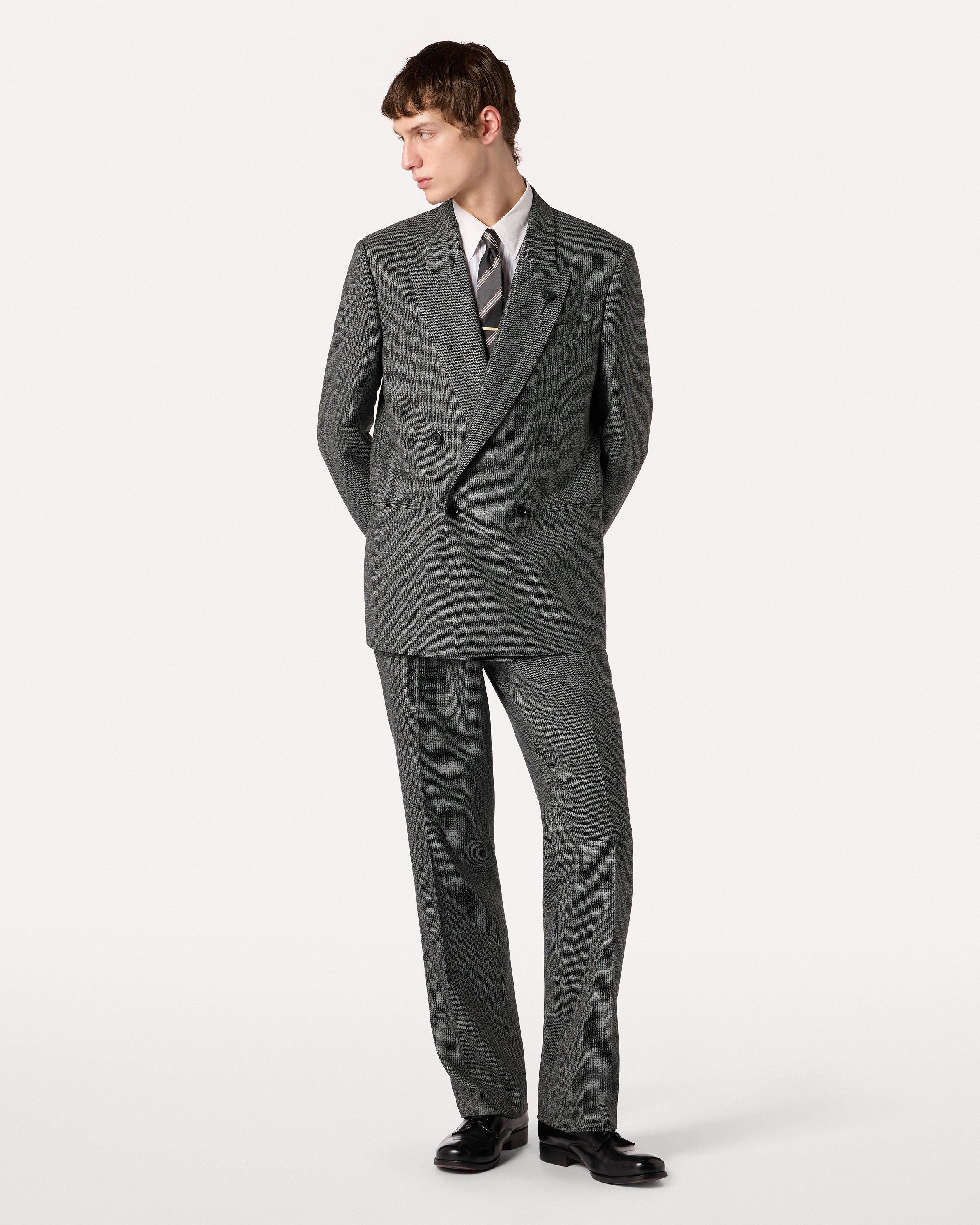 Grey micro-pattern double-breasted jacket GREY/BLACK/WHITE Lardini 2