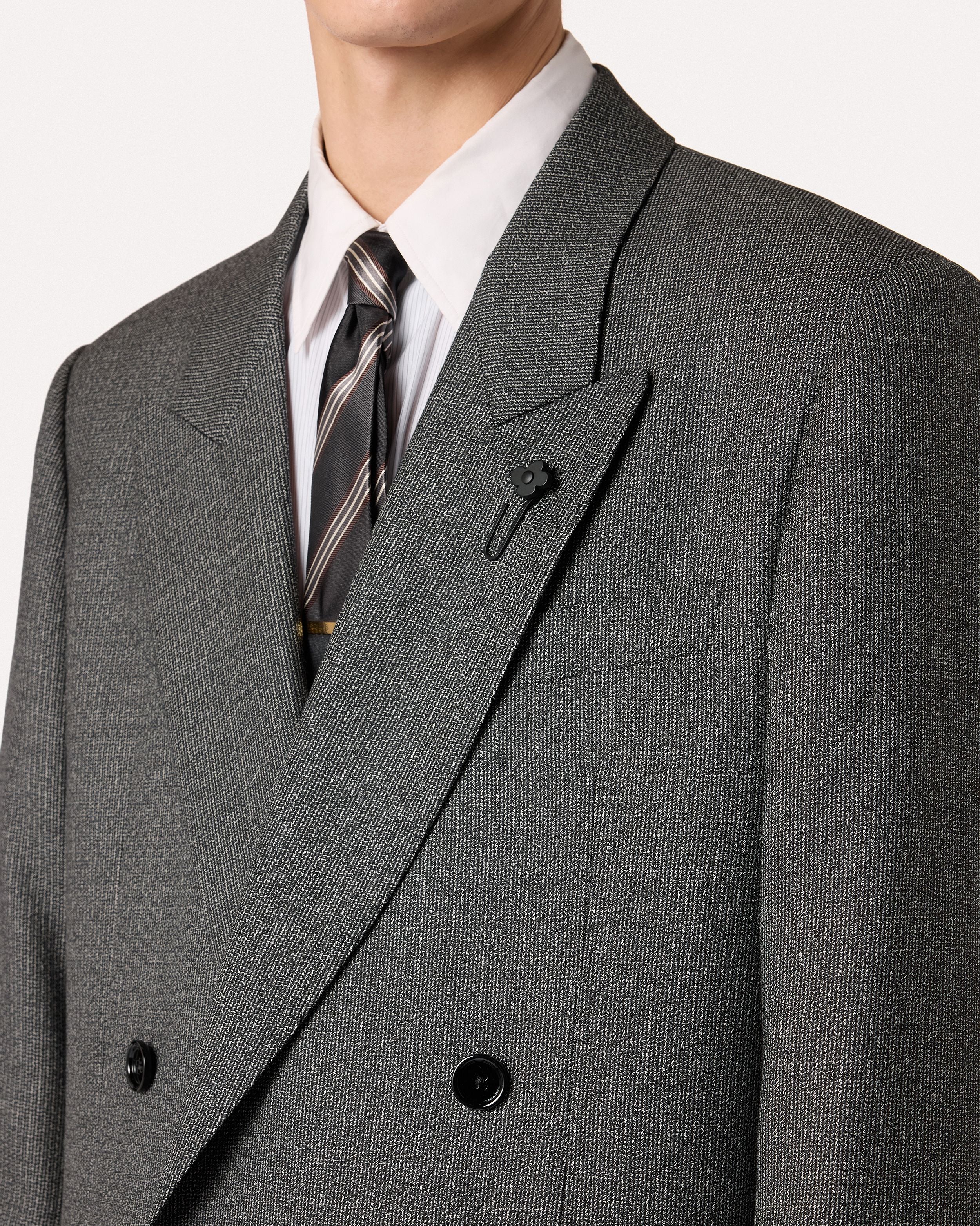 Grey micro-pattern double-breasted jacket GREY/BLACK/WHITE Lardini 3