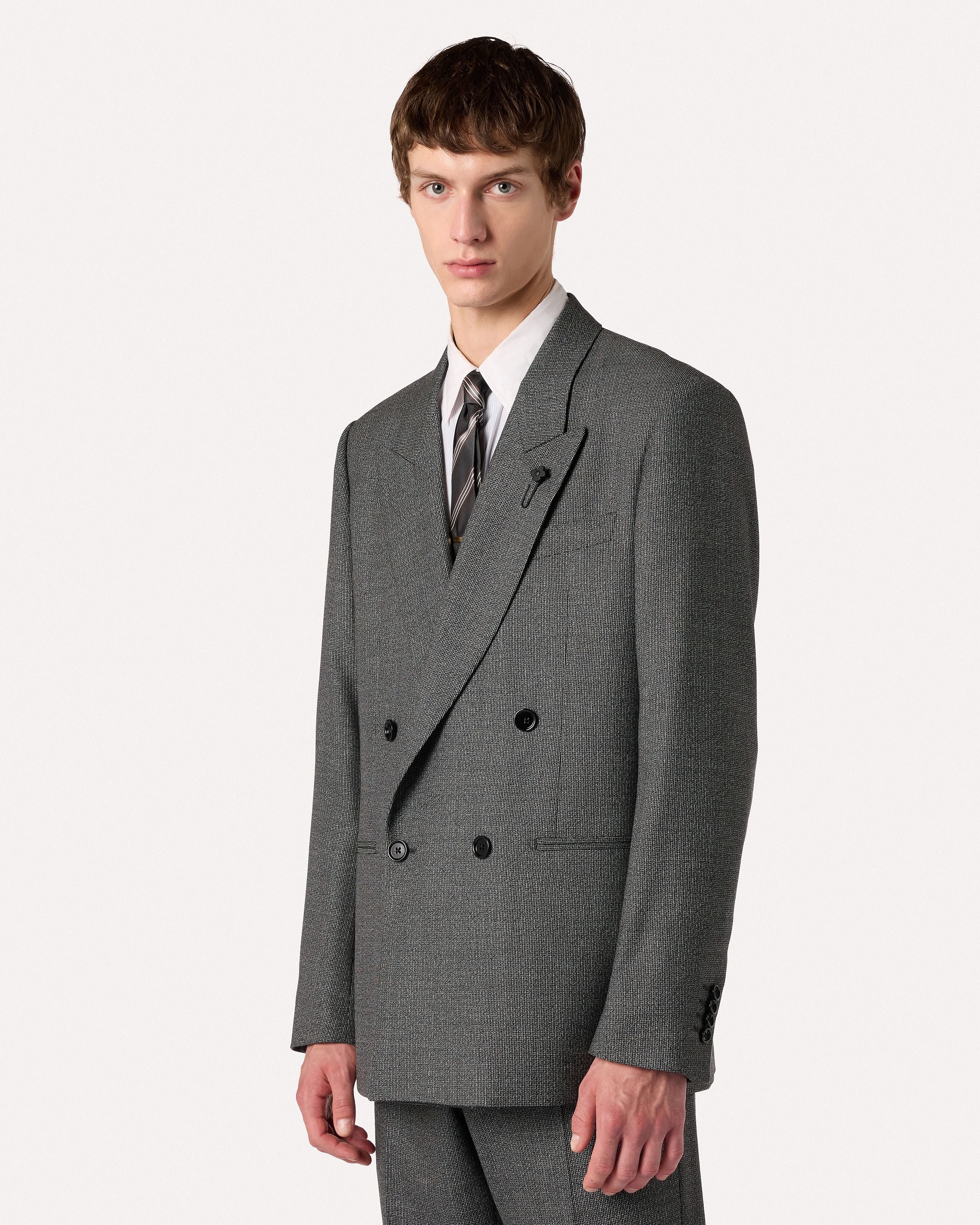 Grey micro-pattern double-breasted jacket GREY/BLACK/WHITE Lardini 4