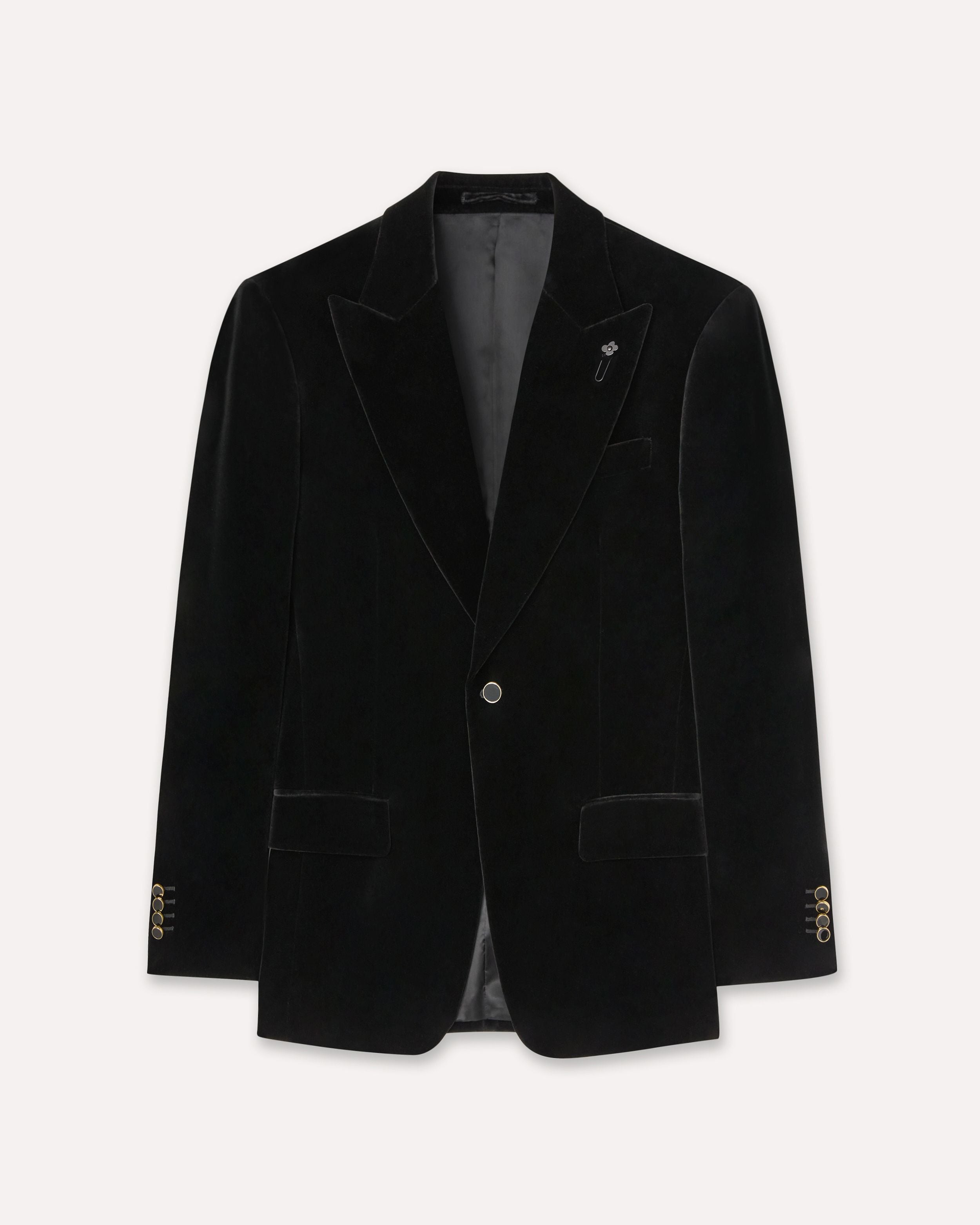 Giacca monopetto nera in velluto BLACK Lardini 1