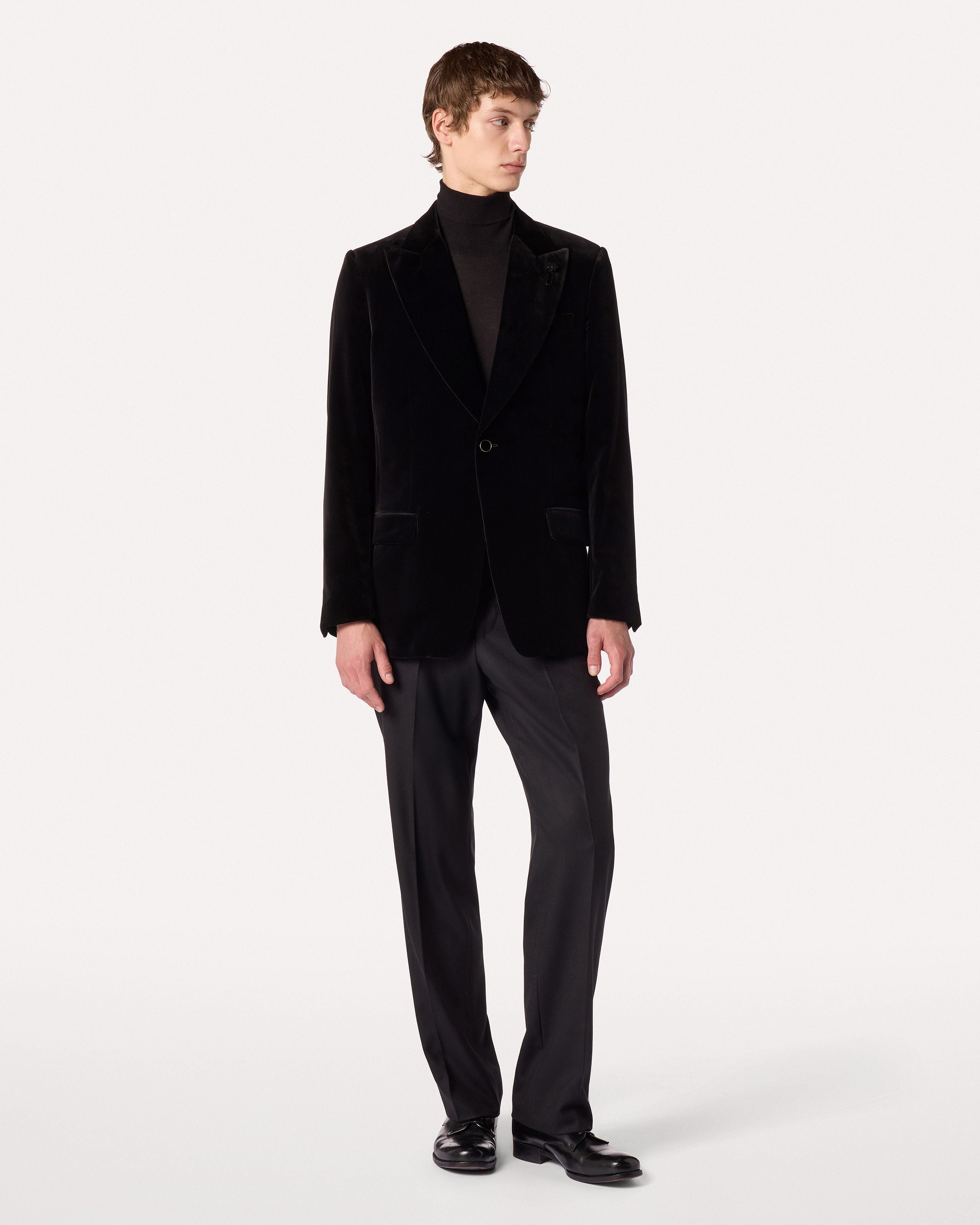 Giacca monopetto nera in velluto BLACK Lardini 2
