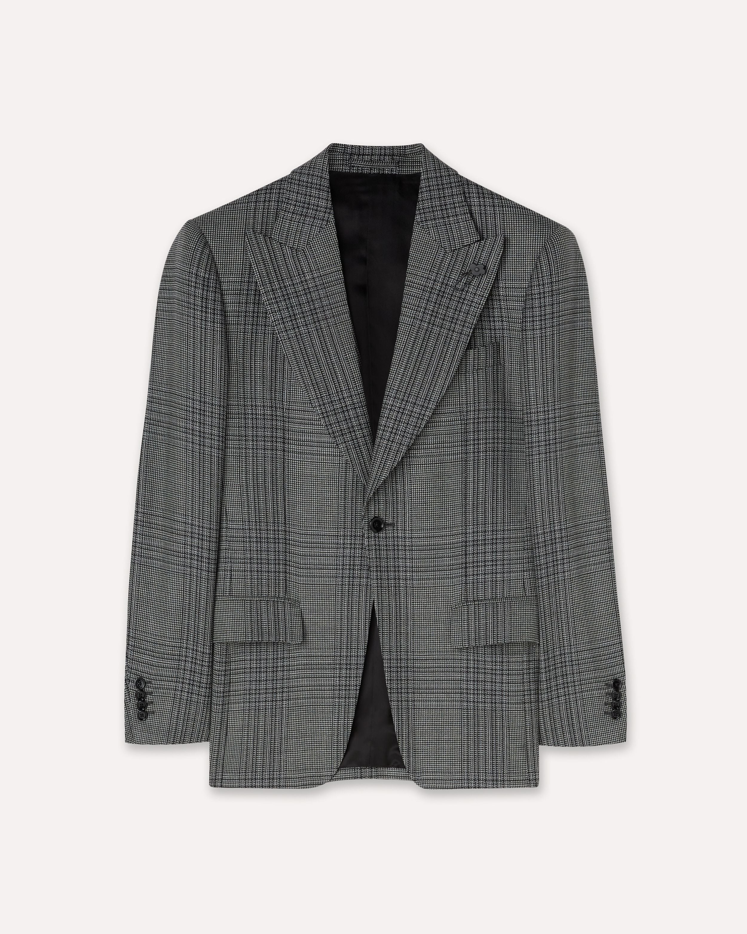Giacca monopetto grigia e nera in lana con motivo macro galles GREY/BLACK Lardini 1
