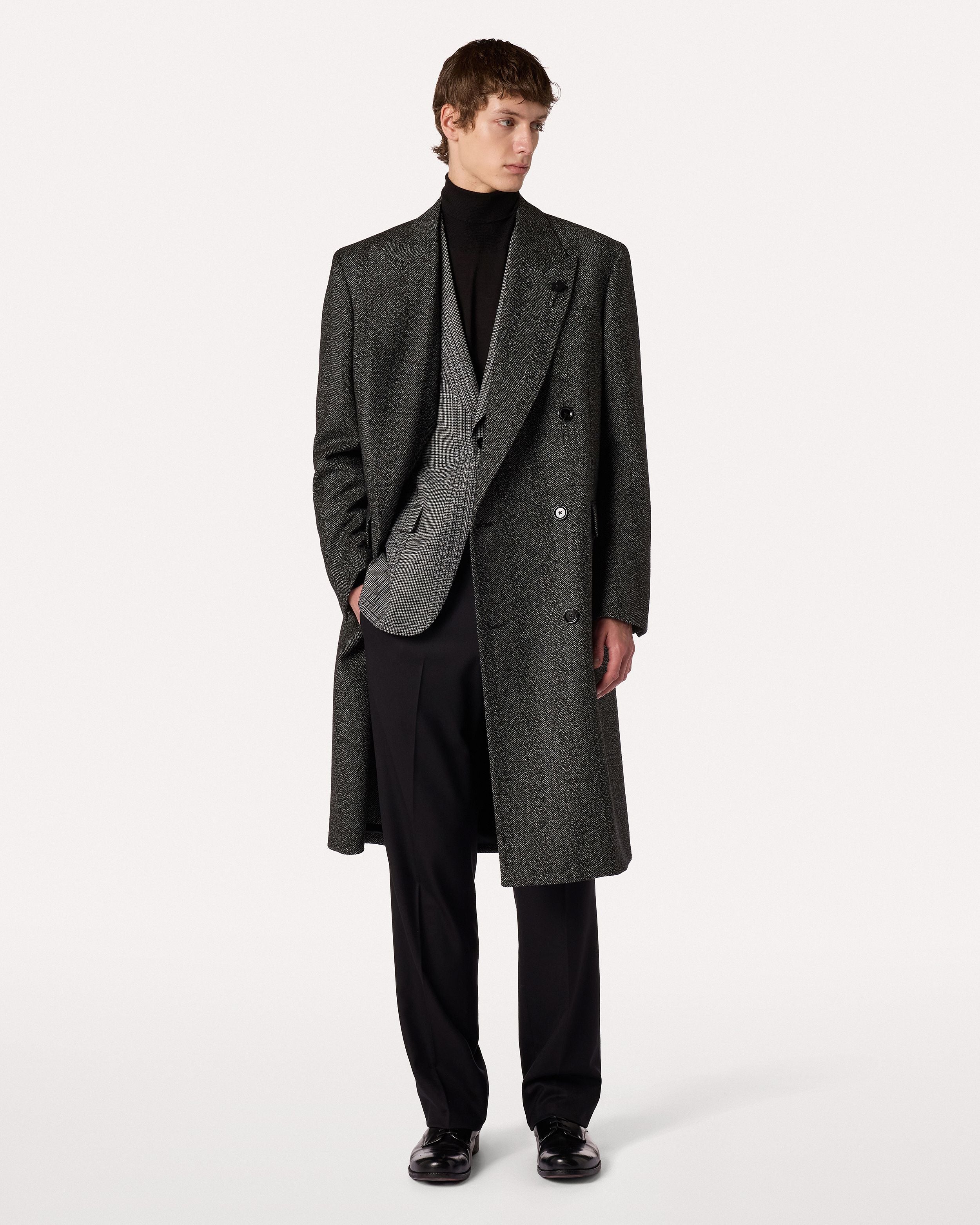 Giacca monopetto grigia e nera in lana con motivo macro galles GREY/BLACK Lardini 2
