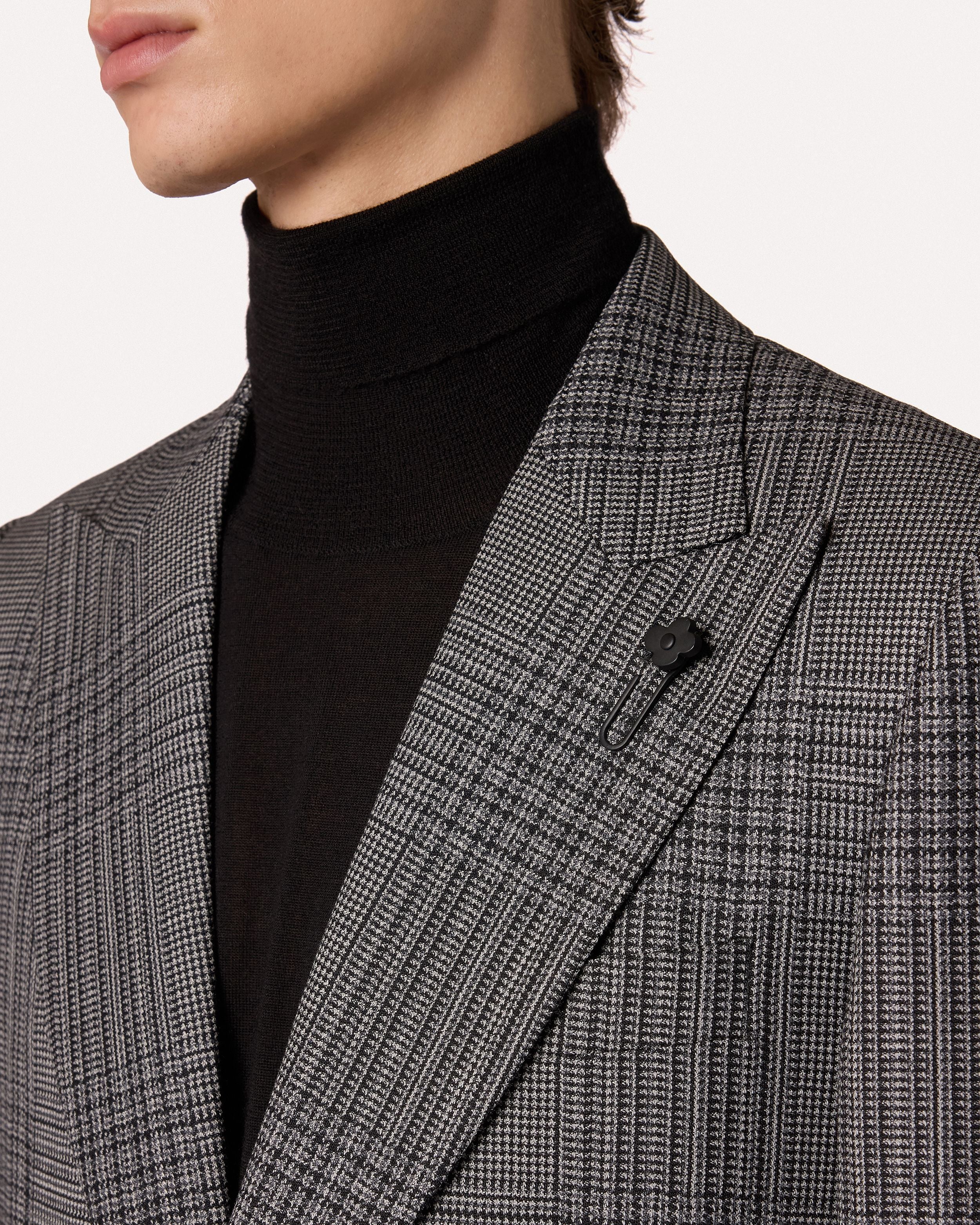 Giacca monopetto grigia e nera in lana con motivo macro galles GREY/BLACK Lardini 3