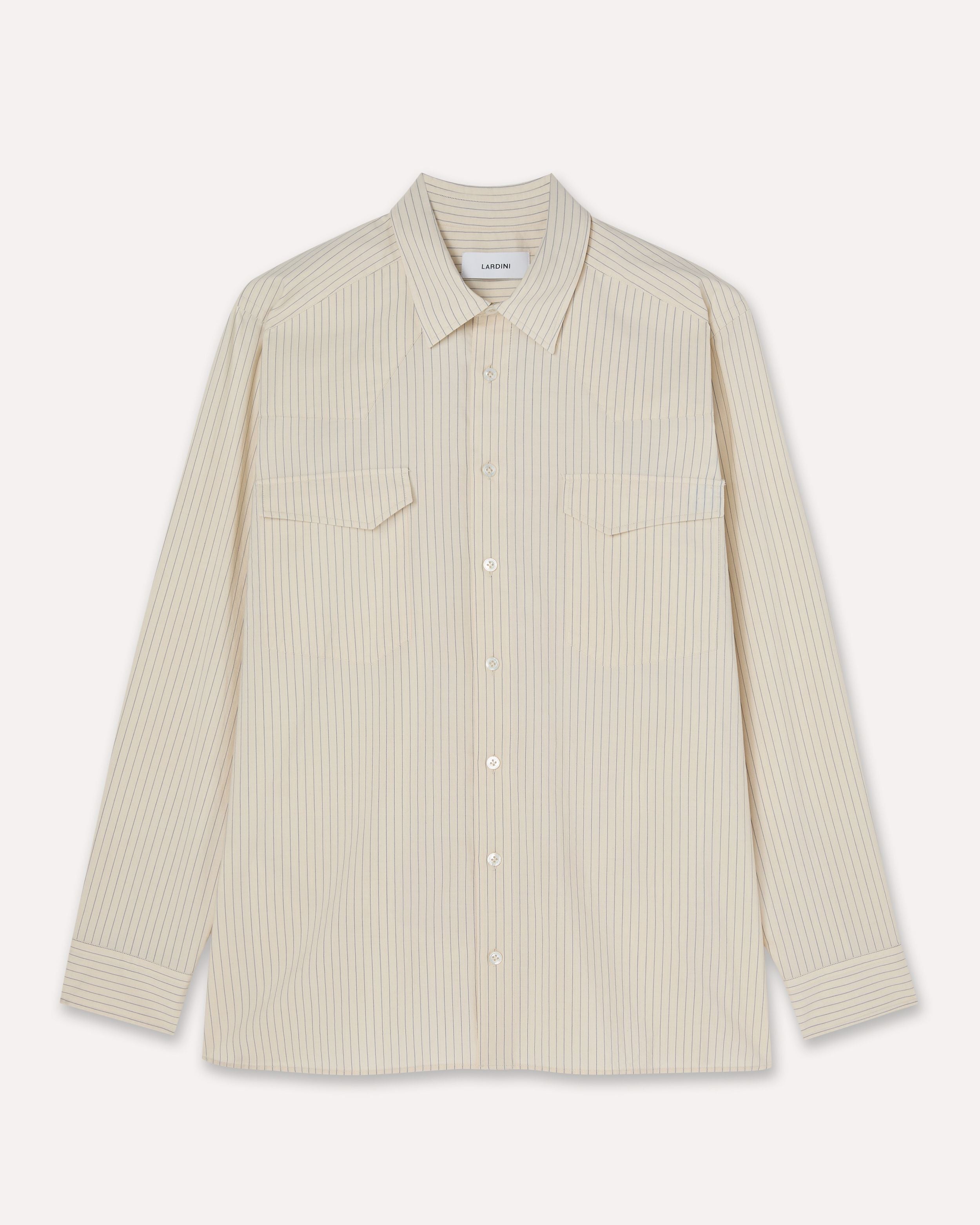Cream and light blue striped shirt CREAM/LIGHT BLEU Lardini 1