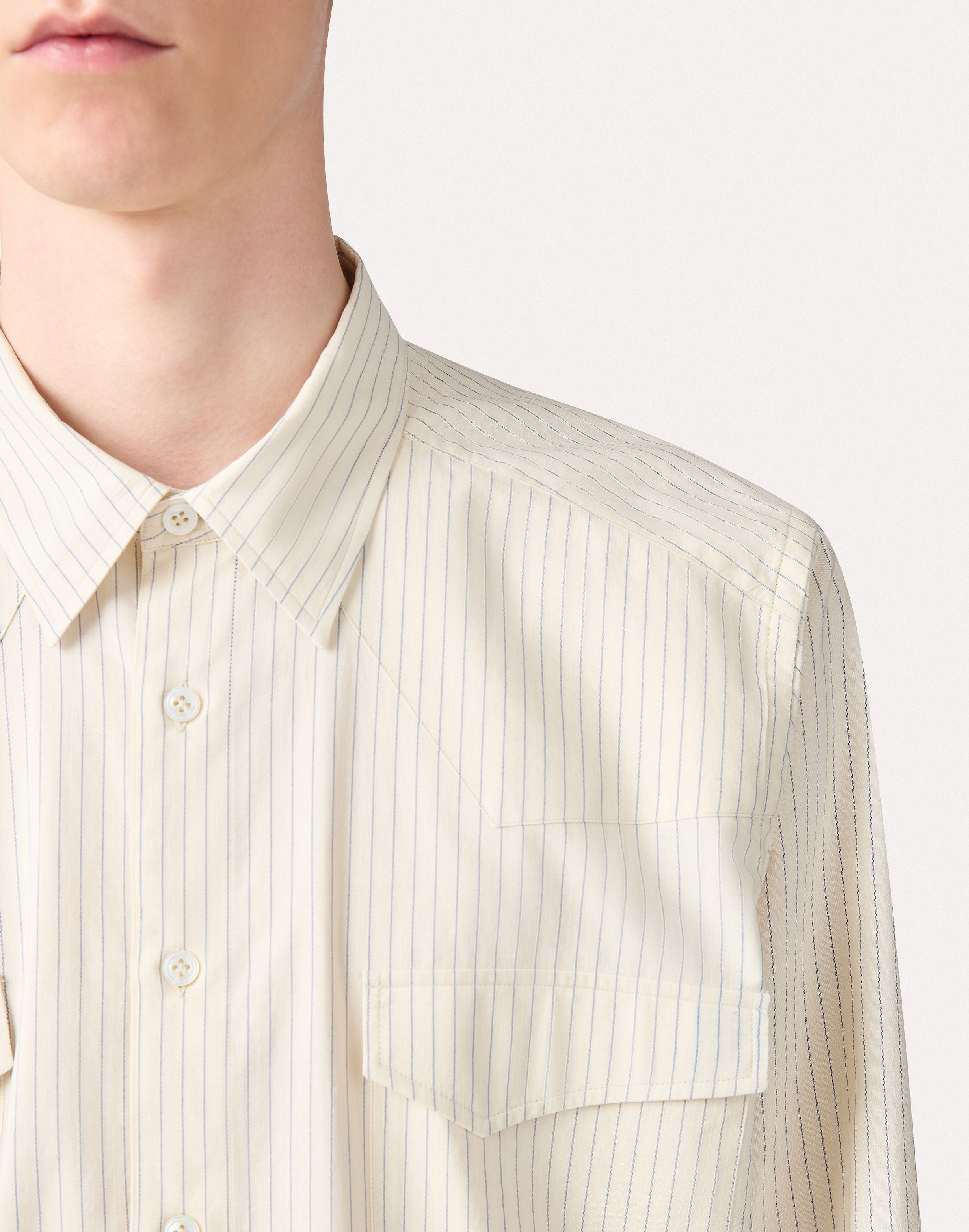 Cream and light blue striped shirt CREAM/LIGHT BLEU Lardini 3