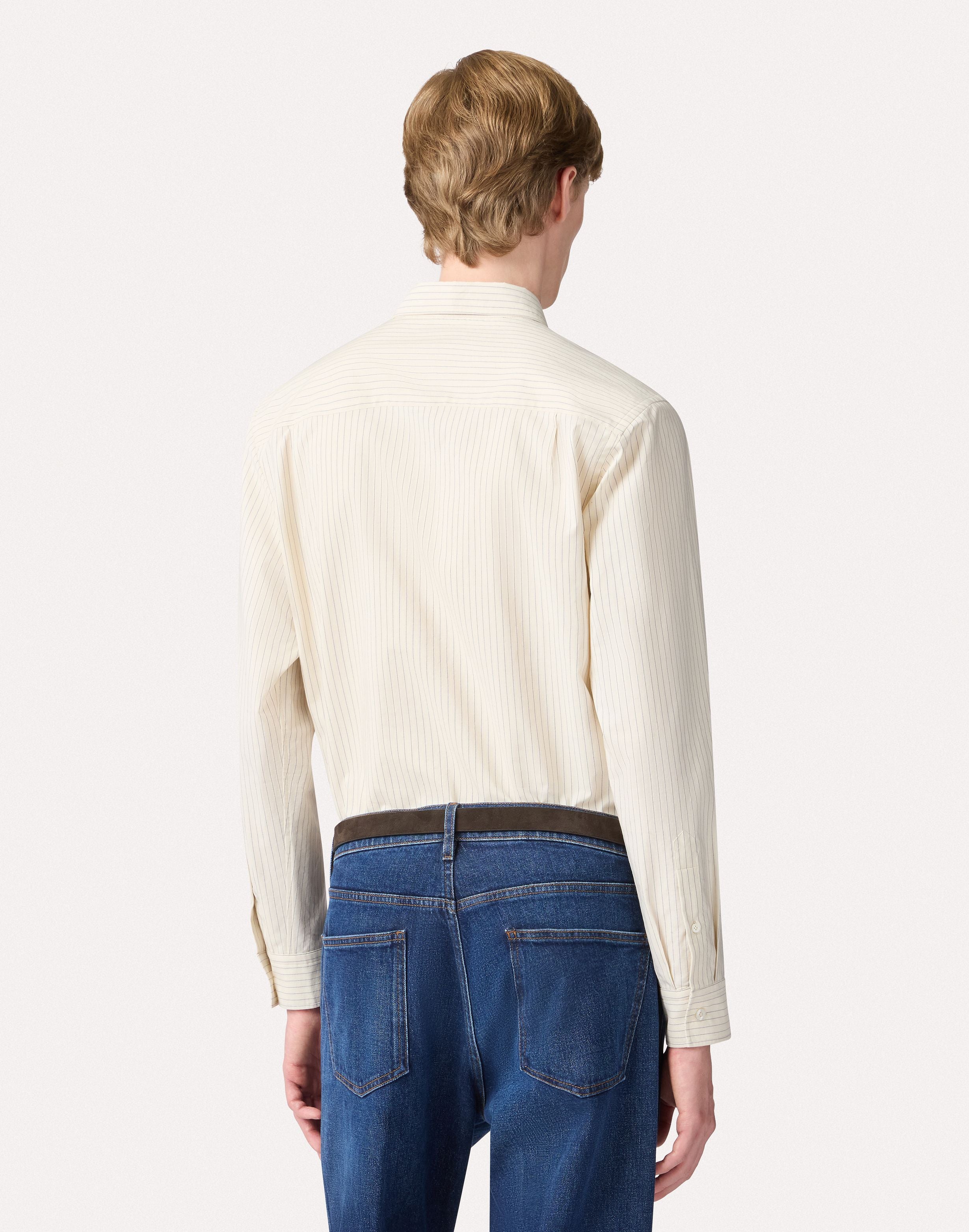 Cream and light blue striped shirt CREAM/LIGHT BLEU Lardini 5