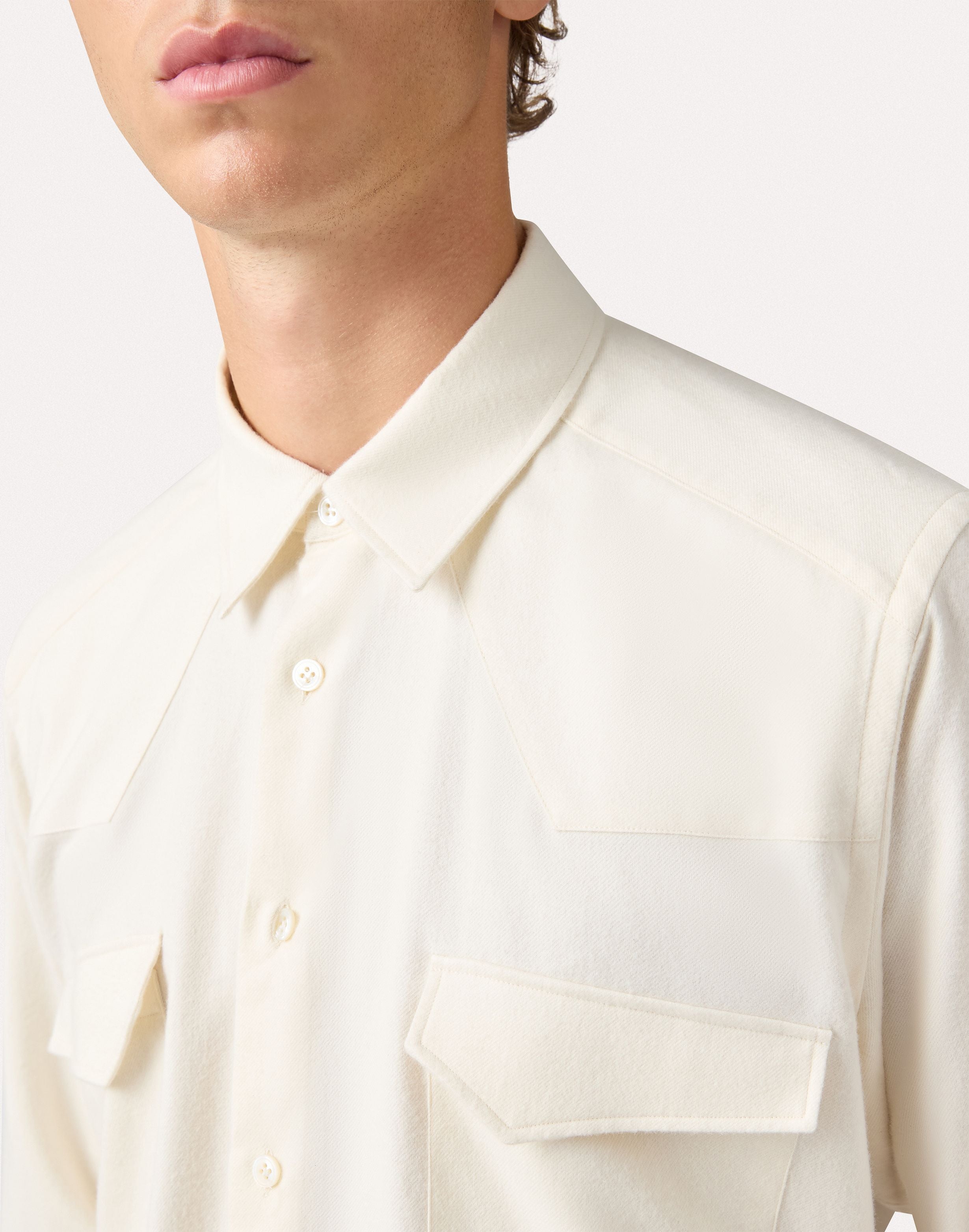 Camicia in twill color panna CREAM Lardini 3