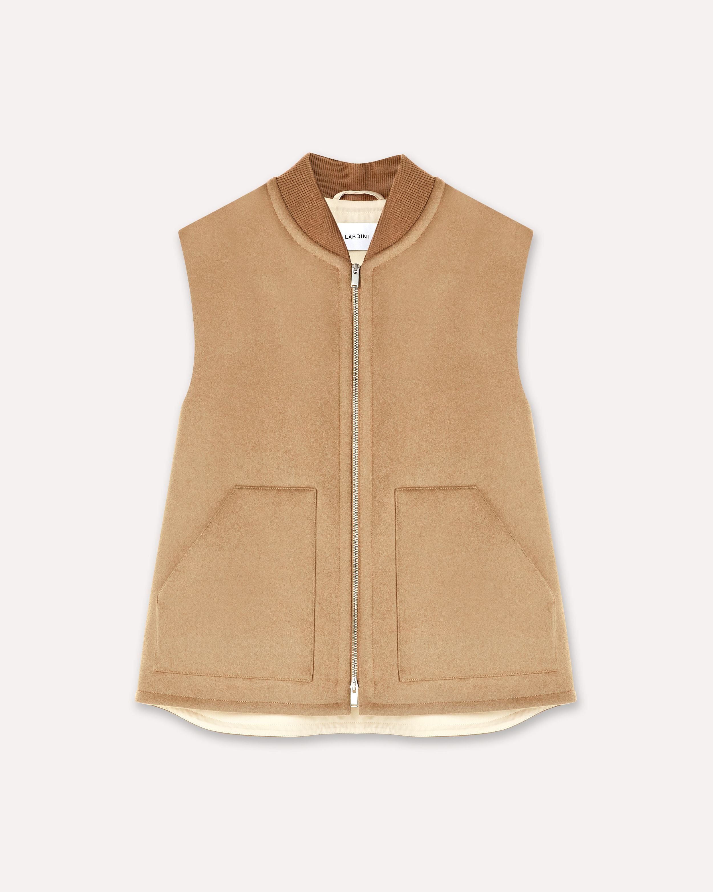 Giubbino smanicato cammello in lana CAMEL Lardini 1