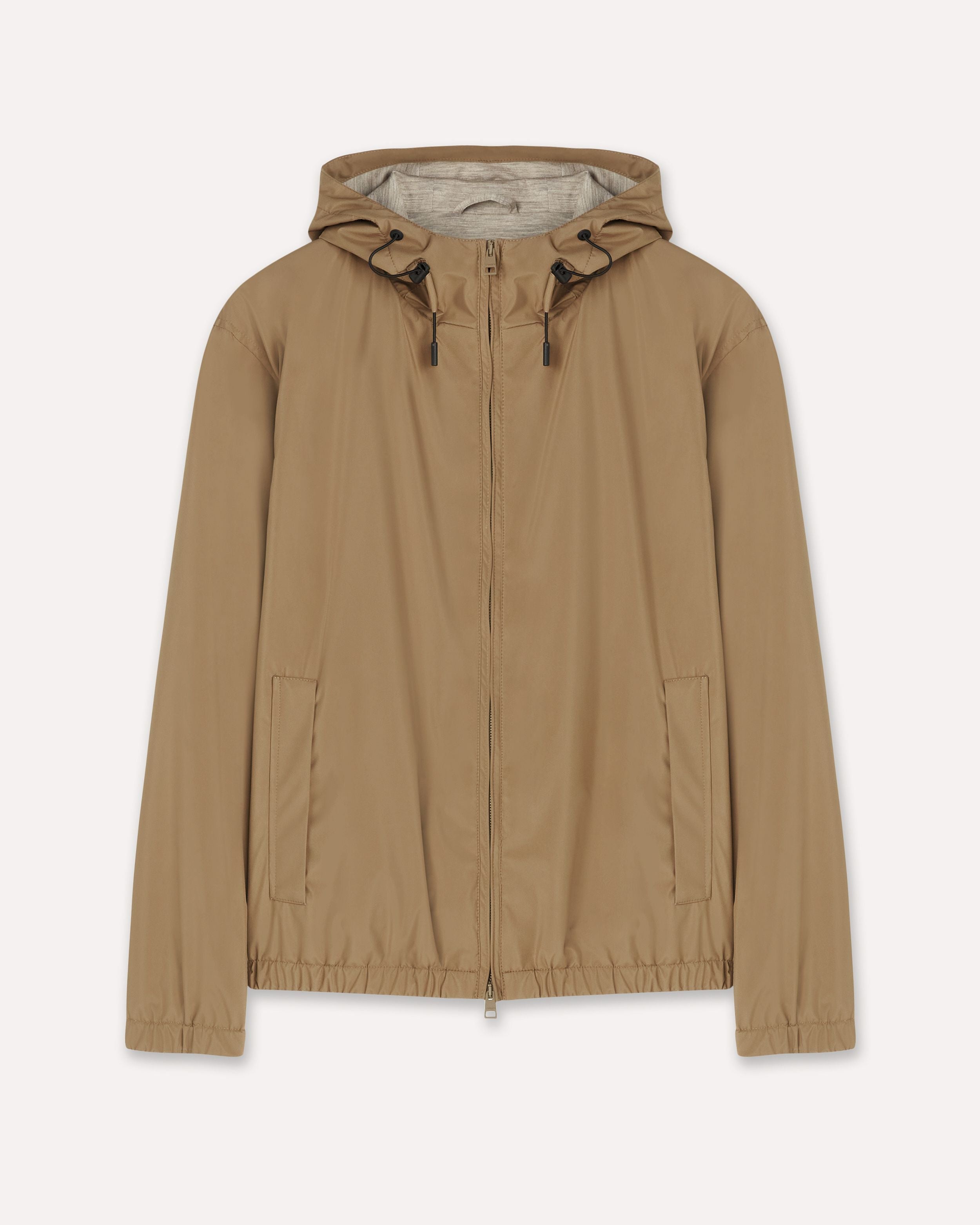 Giubbino cammello e grigio in tessuto tecnico con cappuccio CAMEL/GREY Lardini 1