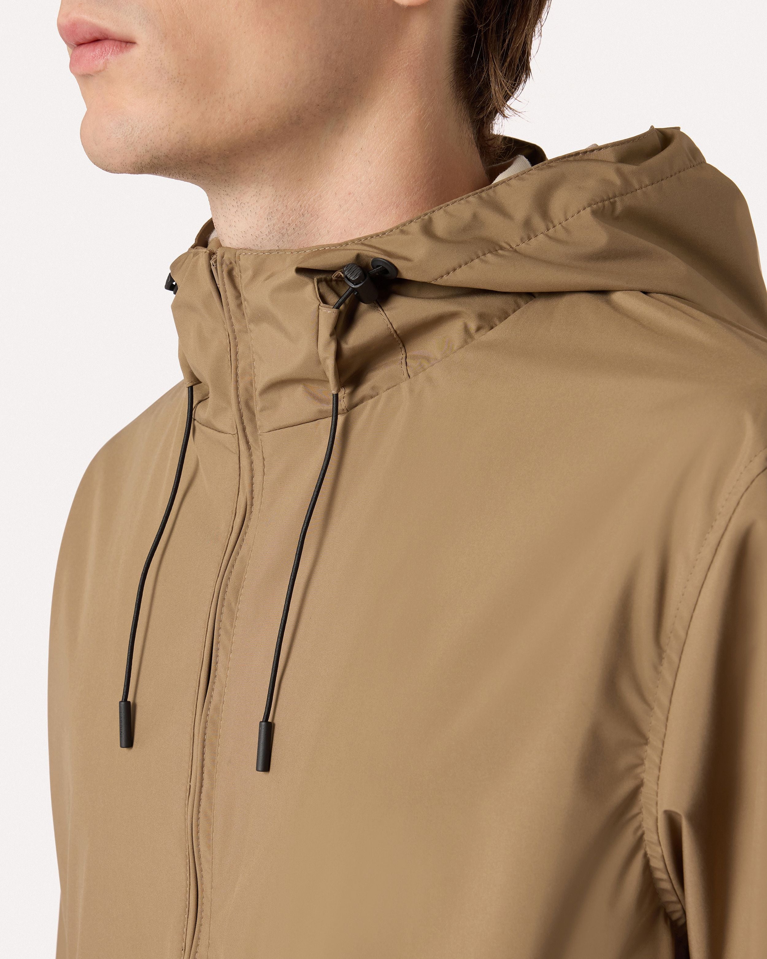 Giubbino cammello e grigio in tessuto tecnico con cappuccio CAMEL/GREY Lardini 3