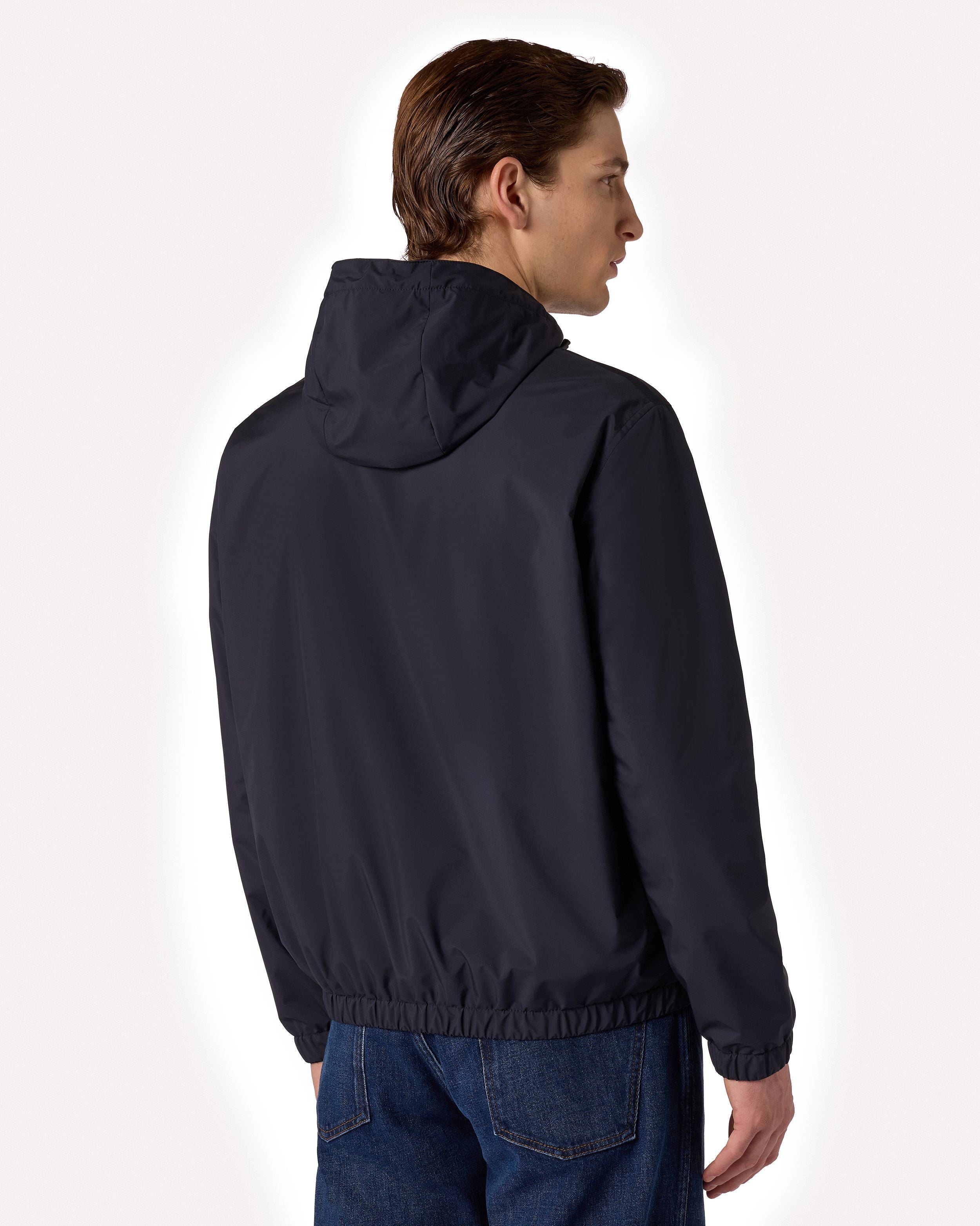 Giubbino blu impermeabile in tessuto tecnico con cappuccio BLUE Lardini 5