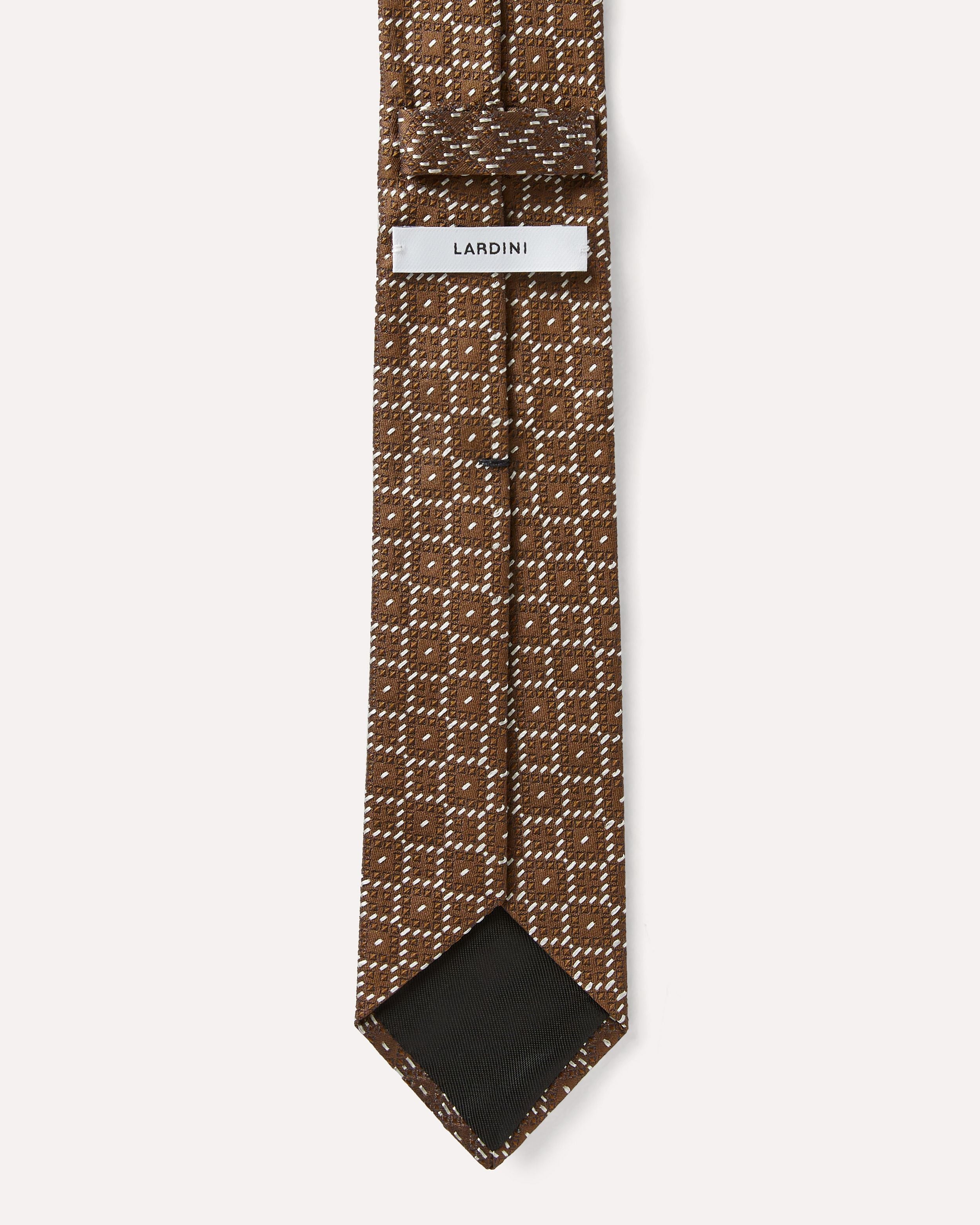 Cravatta microfantasia in seta jacquard color nocciola HAZELNUT/WHITE Lardini 2