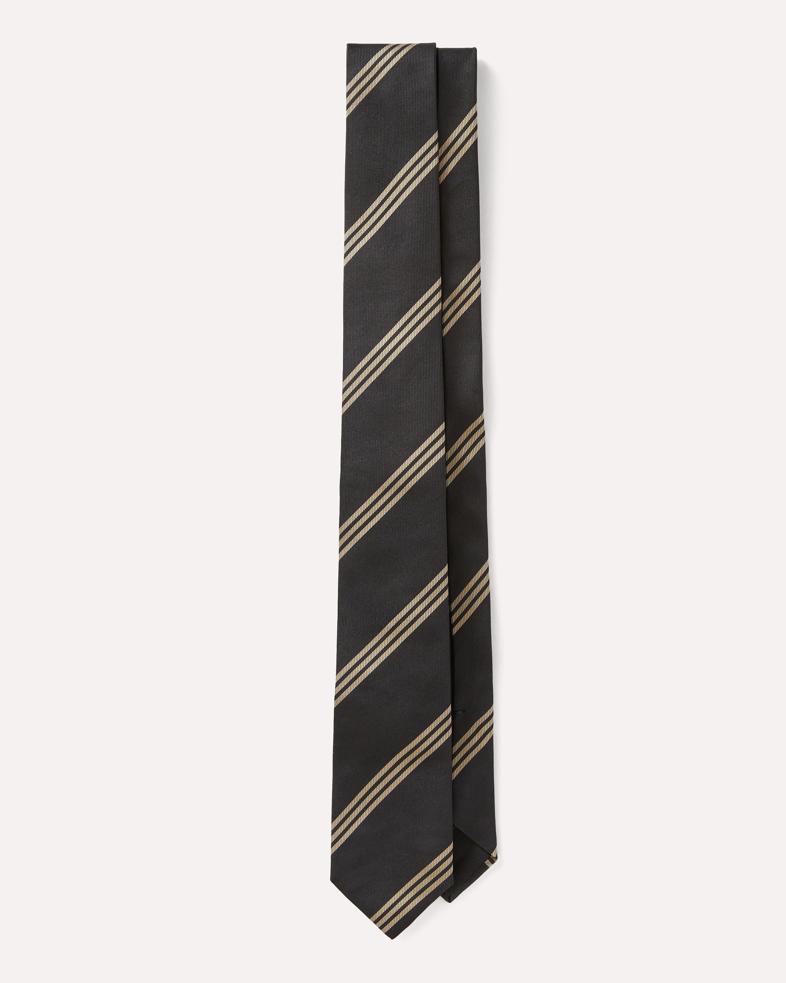 Cravatta in seta jacquard regimental nera con dettagli color sabbia BLACK/SAND Lardini 1