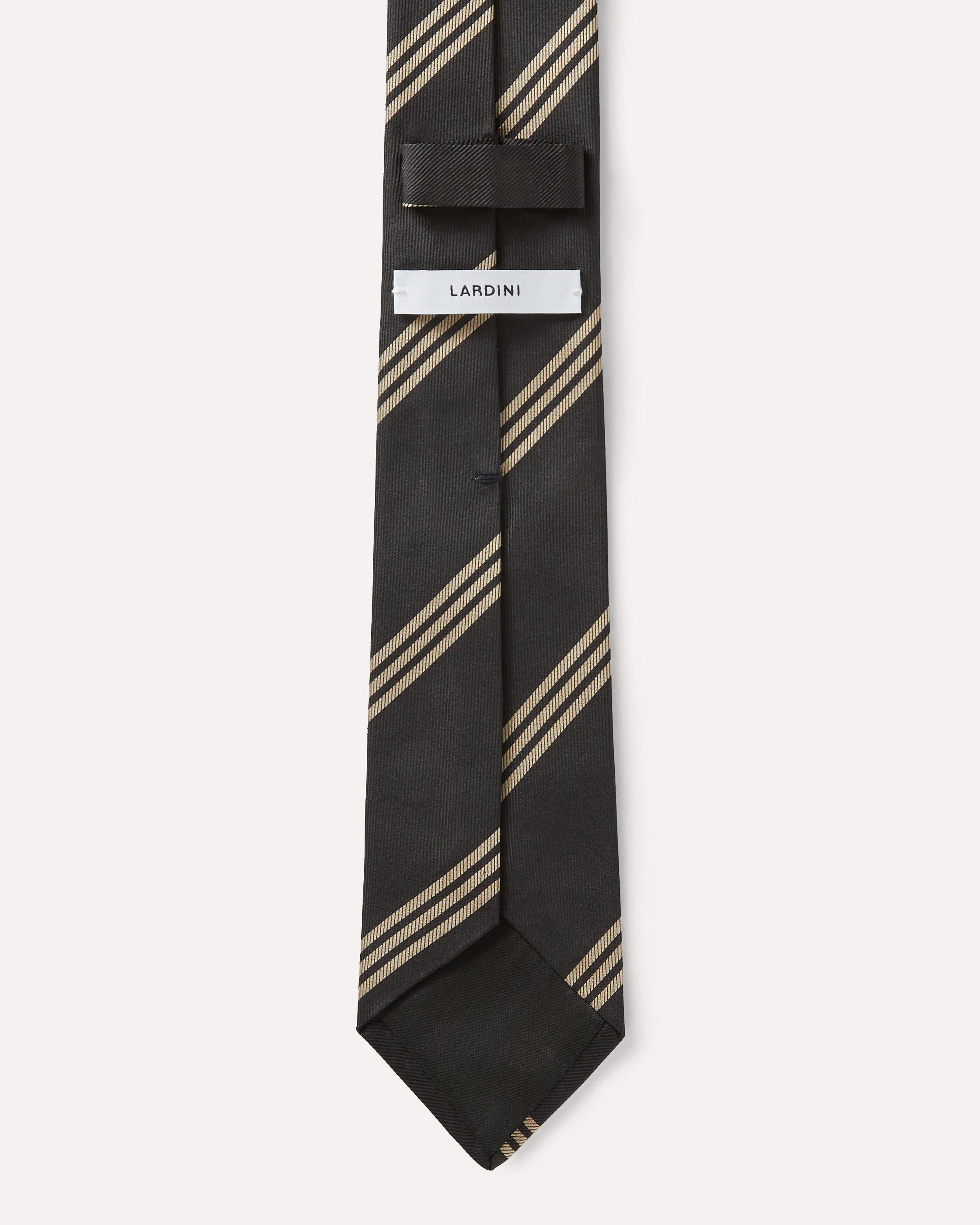 Cravatta in seta jacquard regimental nera con dettagli color sabbia BLACK/SAND Lardini 2