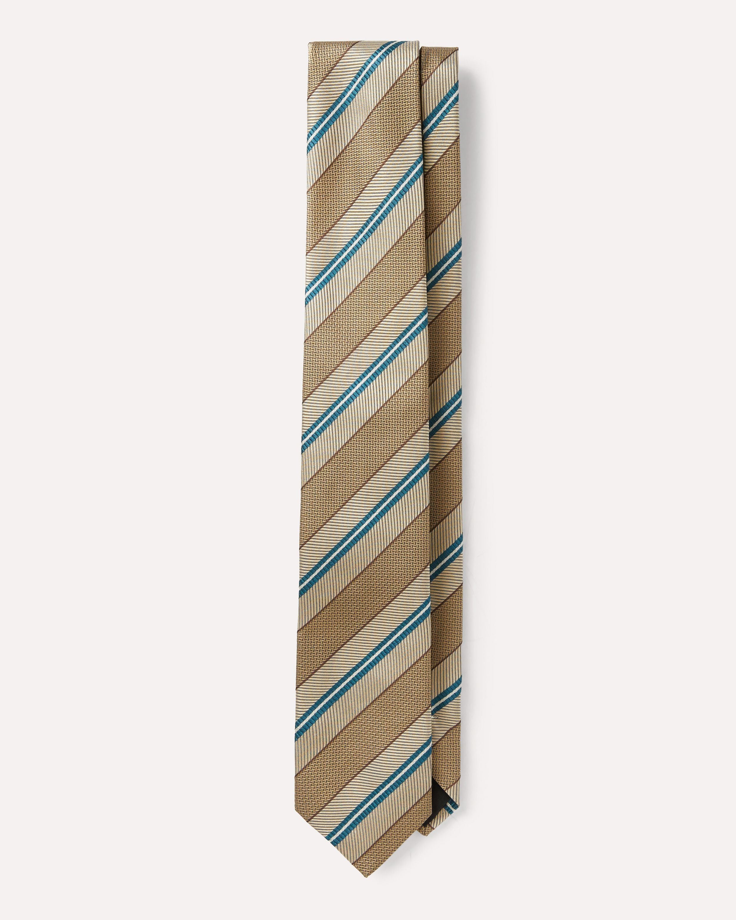 Cravatta regimental beige con righe azzurre e marroni BEIGE/GREEN/BROWN Lardini 1