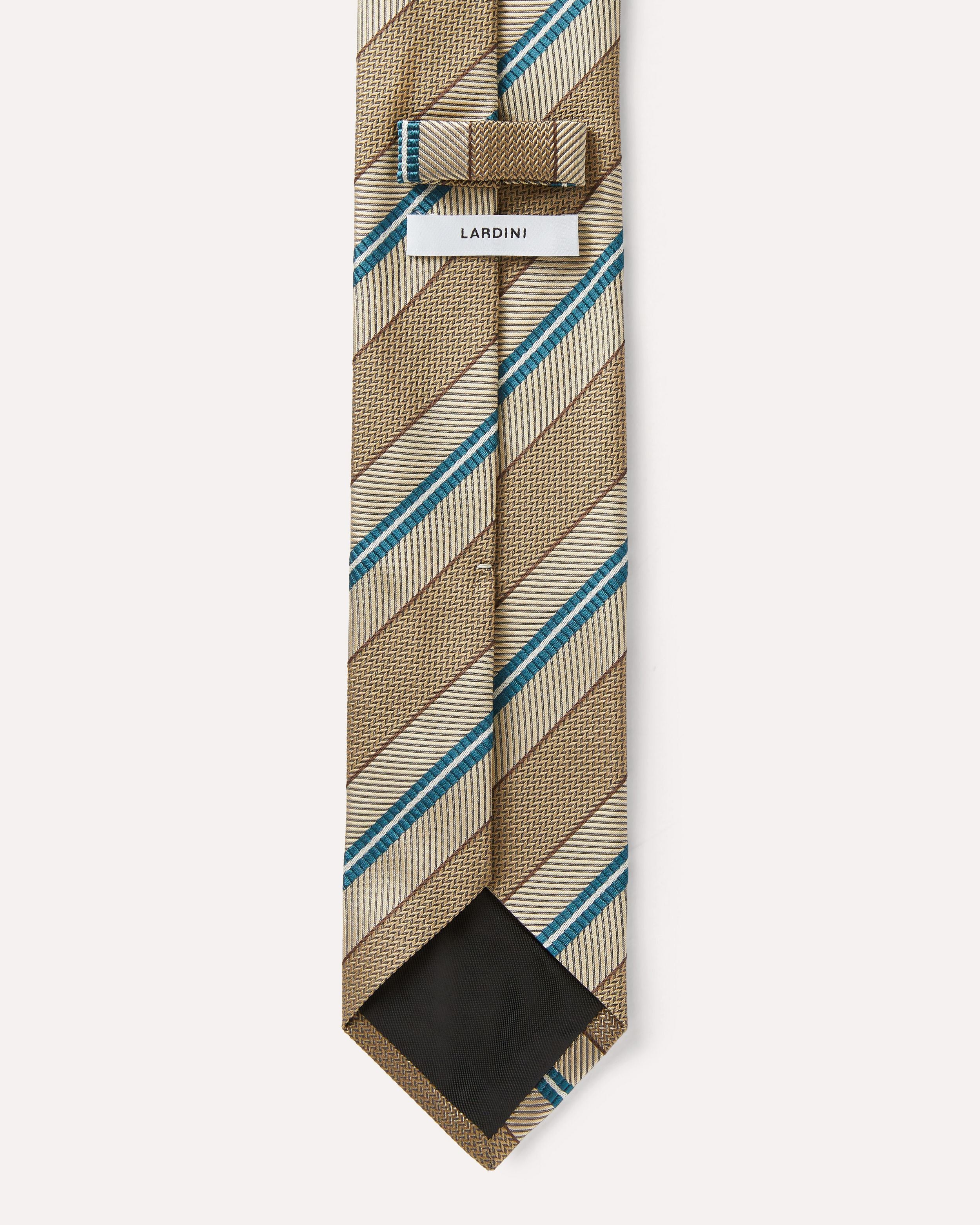 Cravatta regimental beige con righe azzurre e marroni BEIGE/GREEN/BROWN Lardini 2