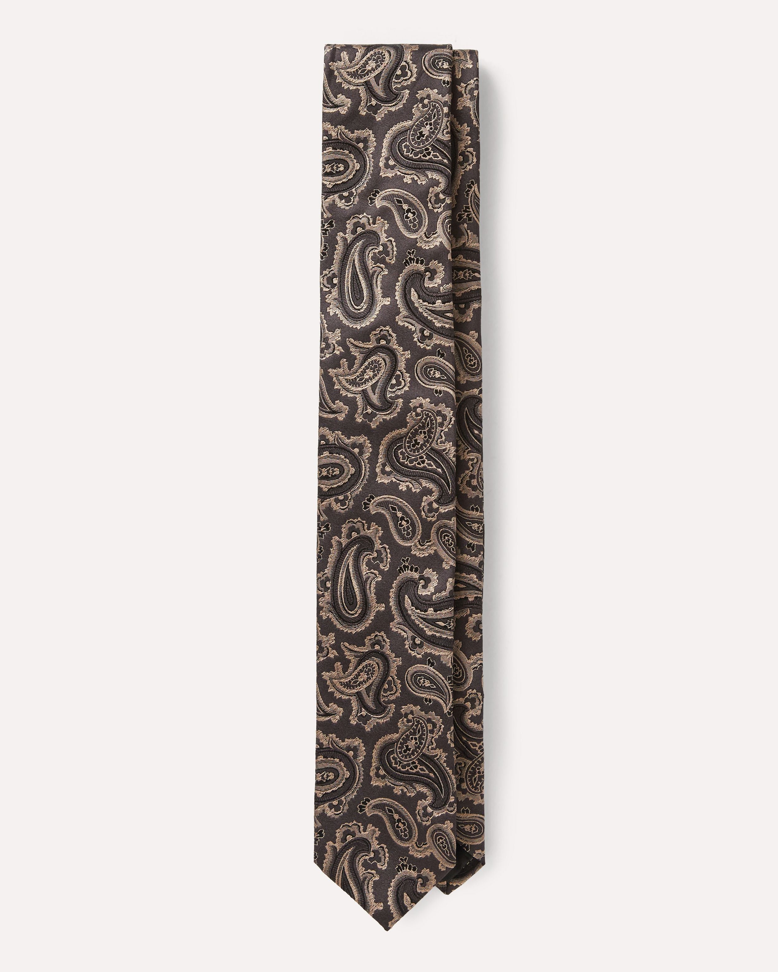 Cravatta classica marrone in seta jacquard cashmere BROWN/BEIGE Lardini 1