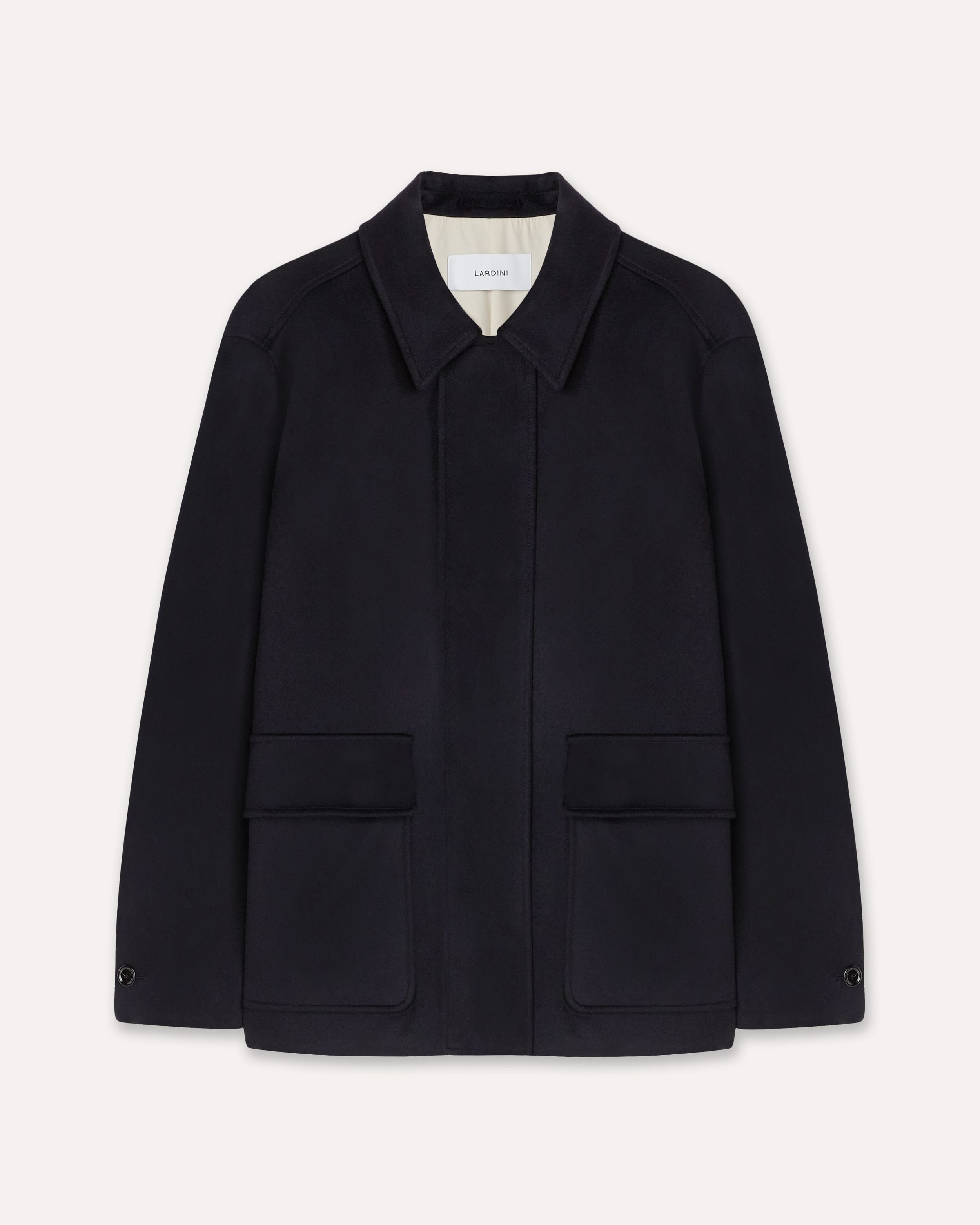 Single-breasted blue jacket in water-resistant cashmere BLUE Lardini 1