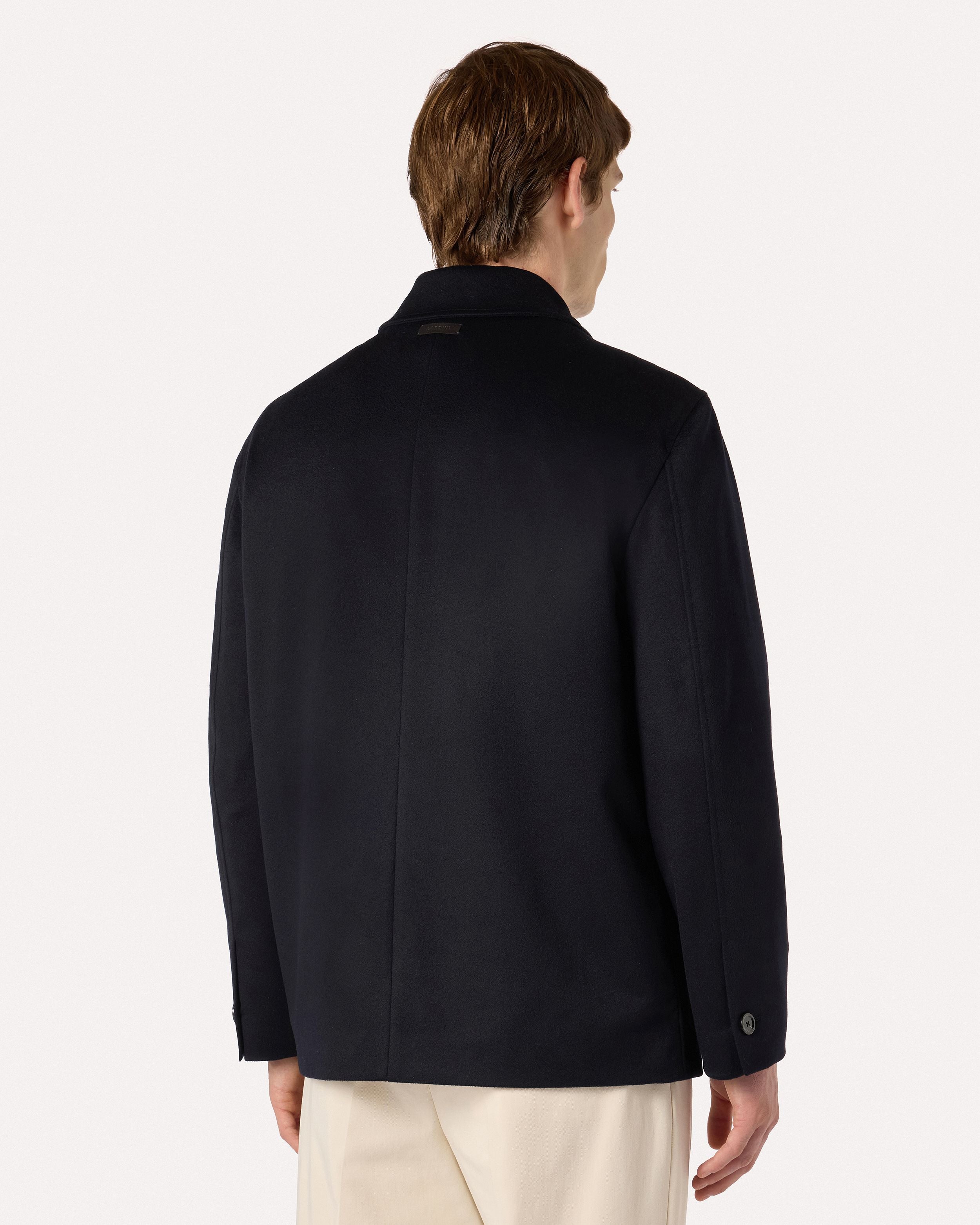 Single-breasted blue jacket in water-resistant cashmere BLUE Lardini 5