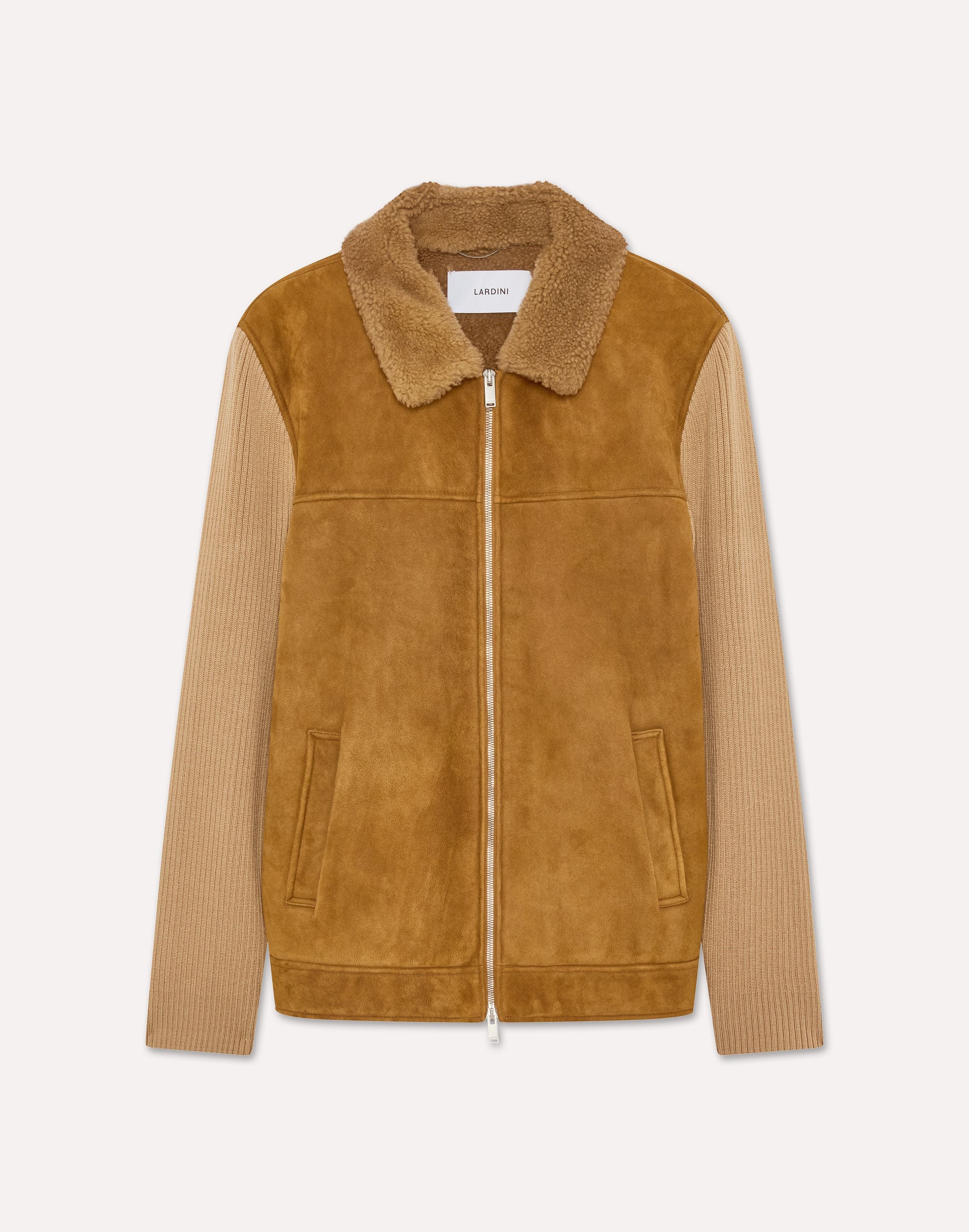 Sheepskin and knit jacket HAZELNUT Lardini 1