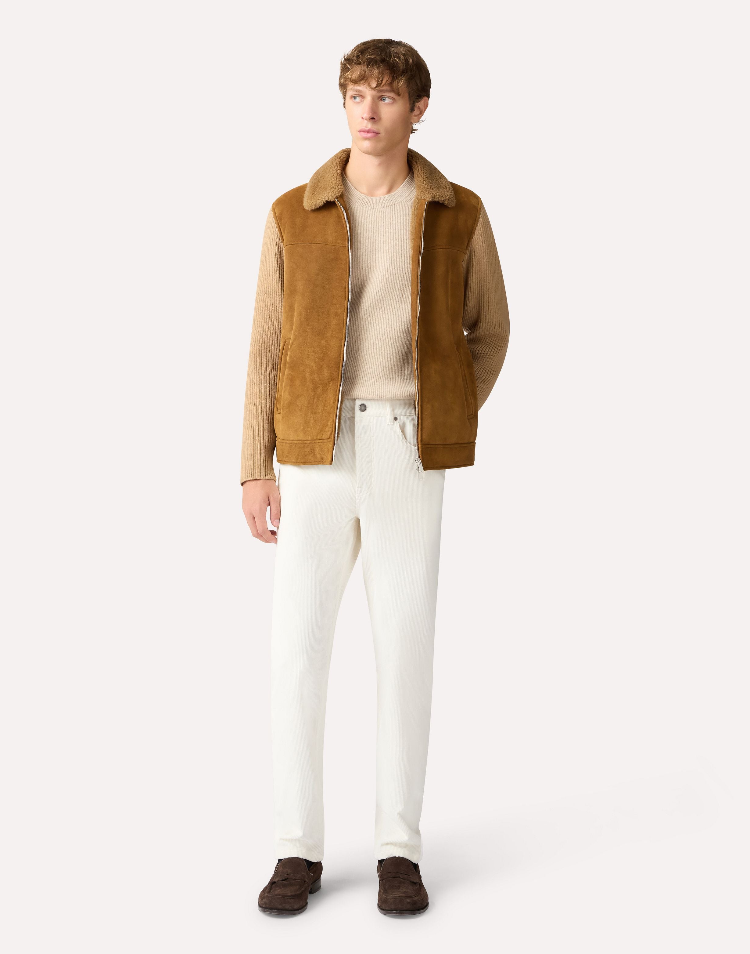 Sheepskin and knit jacket HAZELNUT Lardini 2