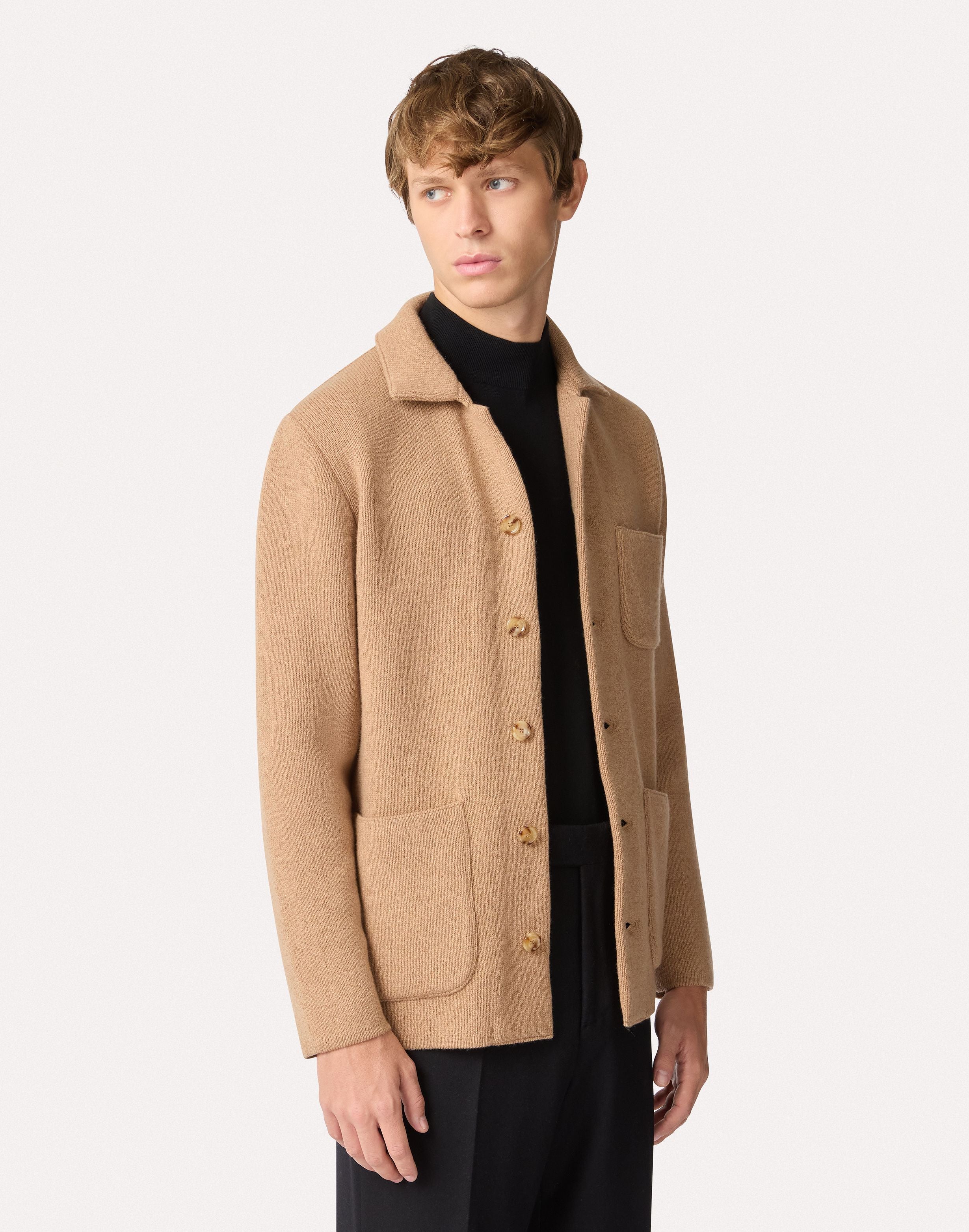 Beige knitted jacket in cashmere BEIGE Lardini 4