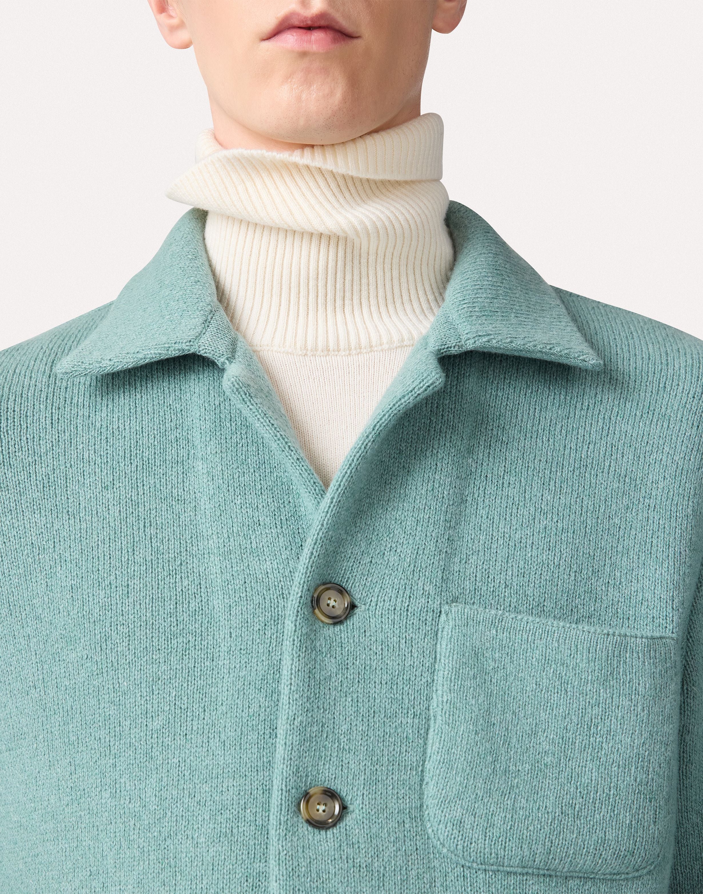 Giacca in maglia verde acqua in cashmere WATER GREEN Lardini 3