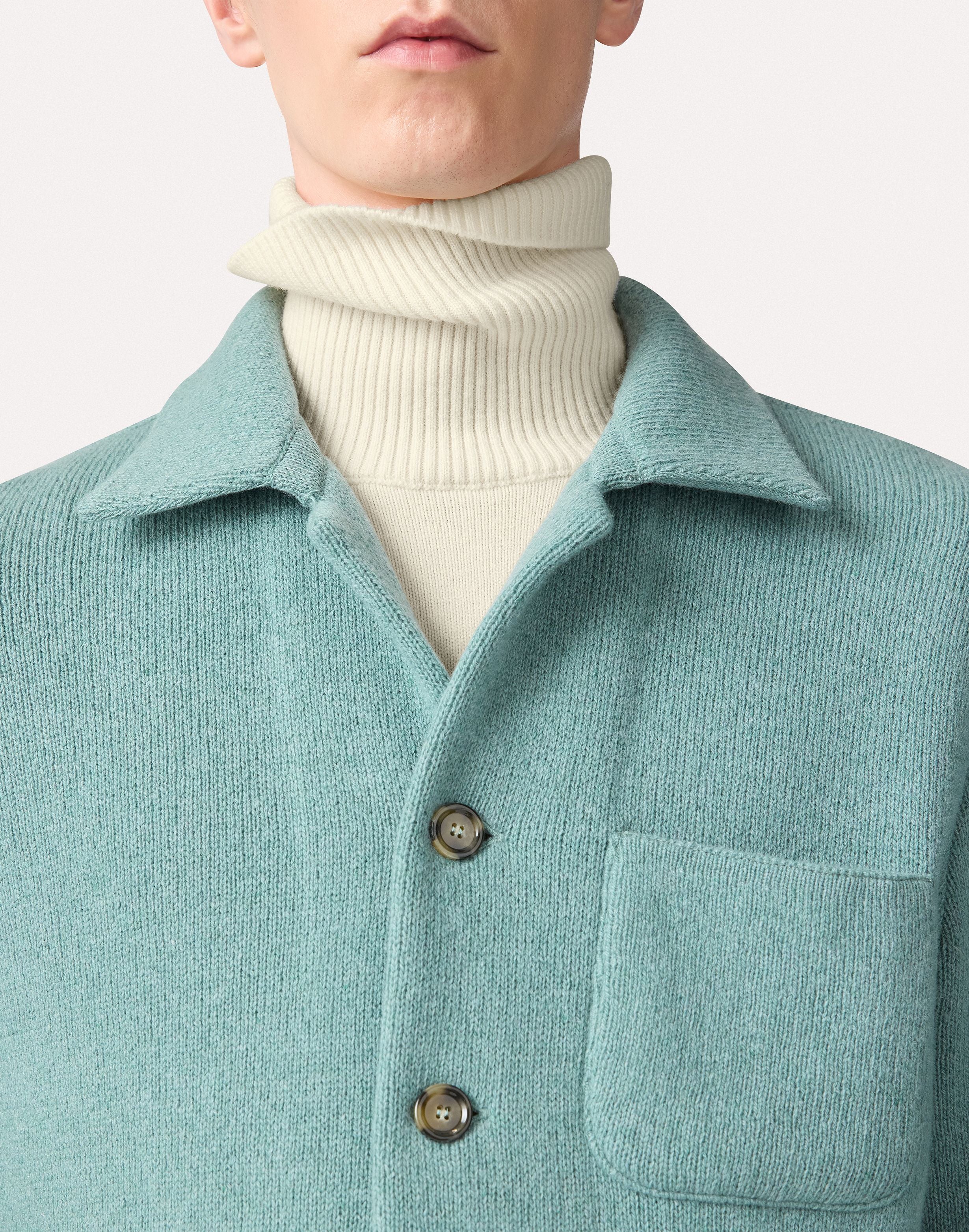 Aqua green knitted jacket in cashmere WATER GREEN Lardini 3