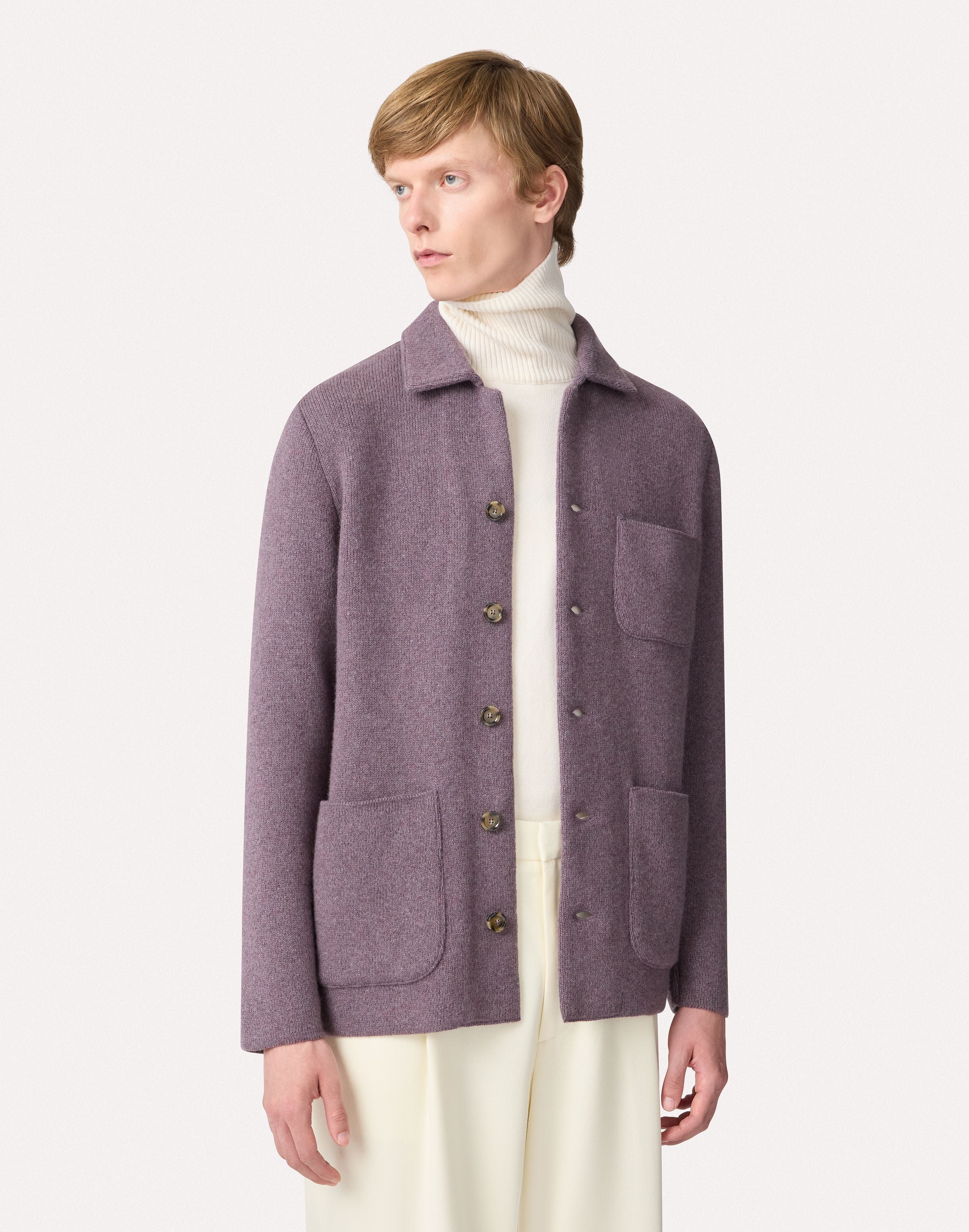 Giacca in maglia viola in cashmere PURPLE Lardini 3