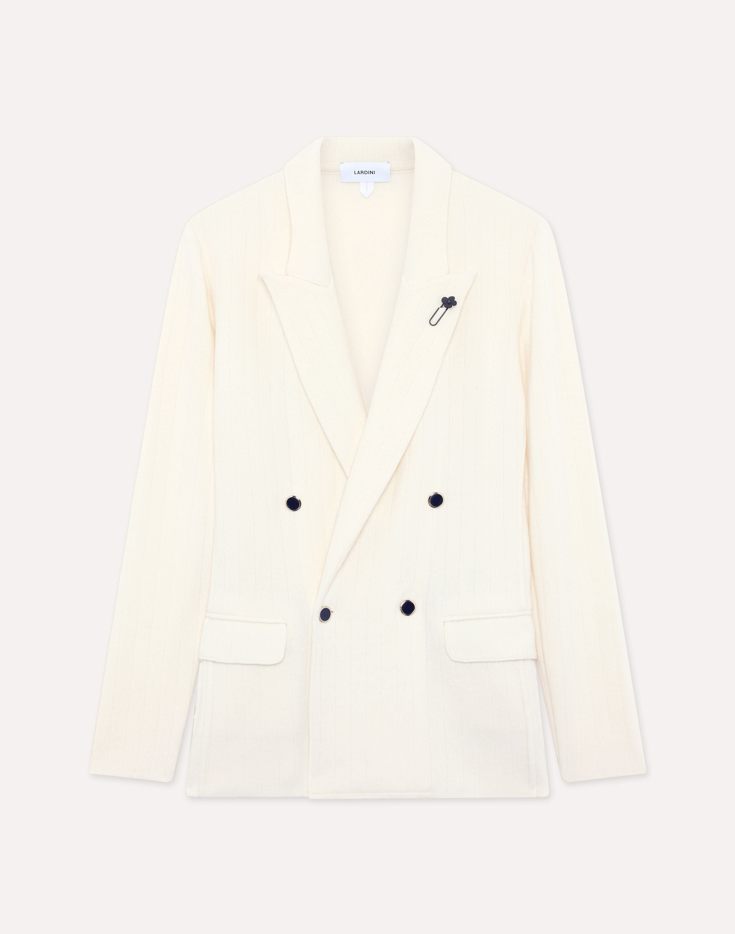 Giacca panna in maglia doppiopetto con revers a lancia CREAM Lardini 1