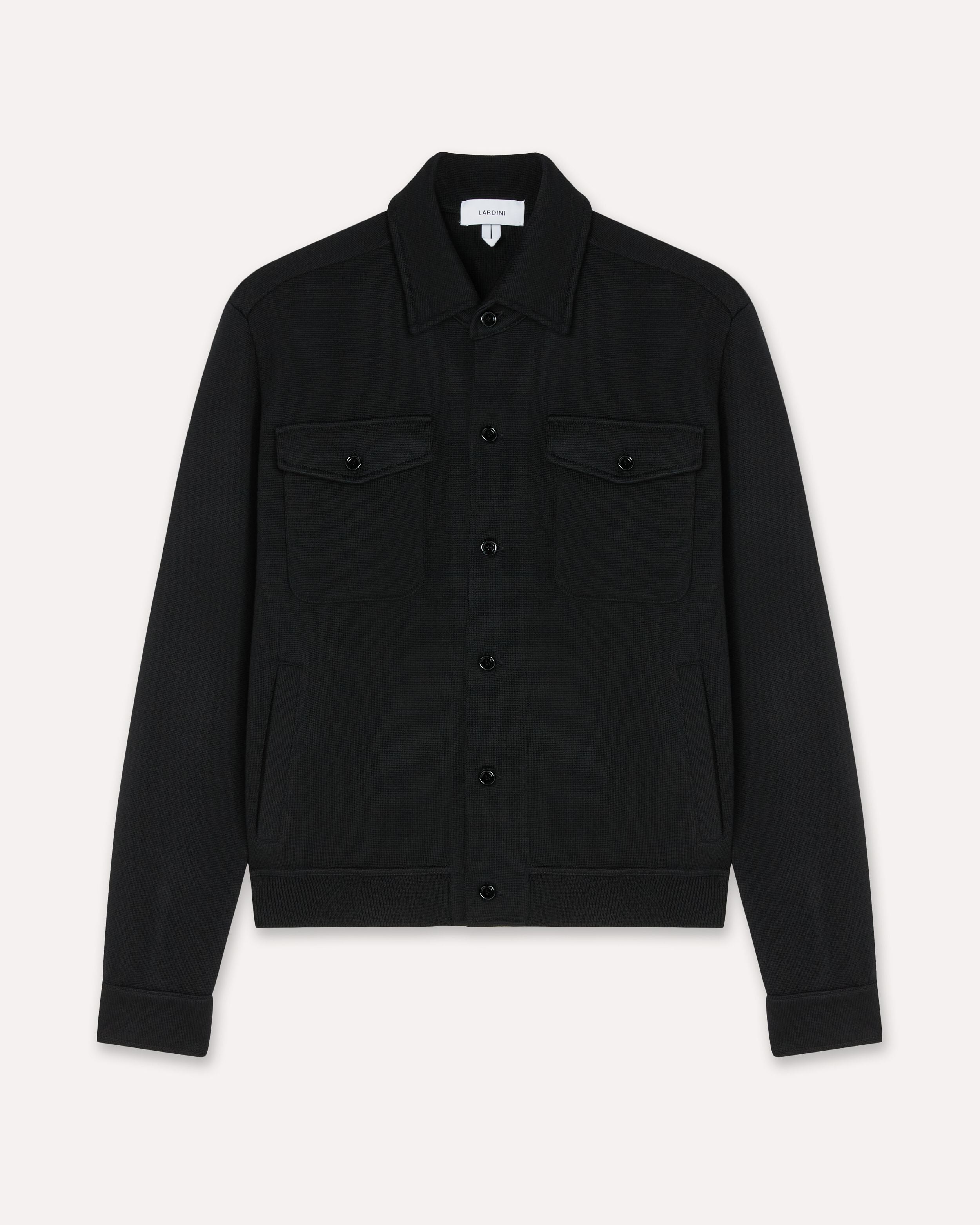 Giubbino monopetto nera in maglia di lana BLACK Lardini 1