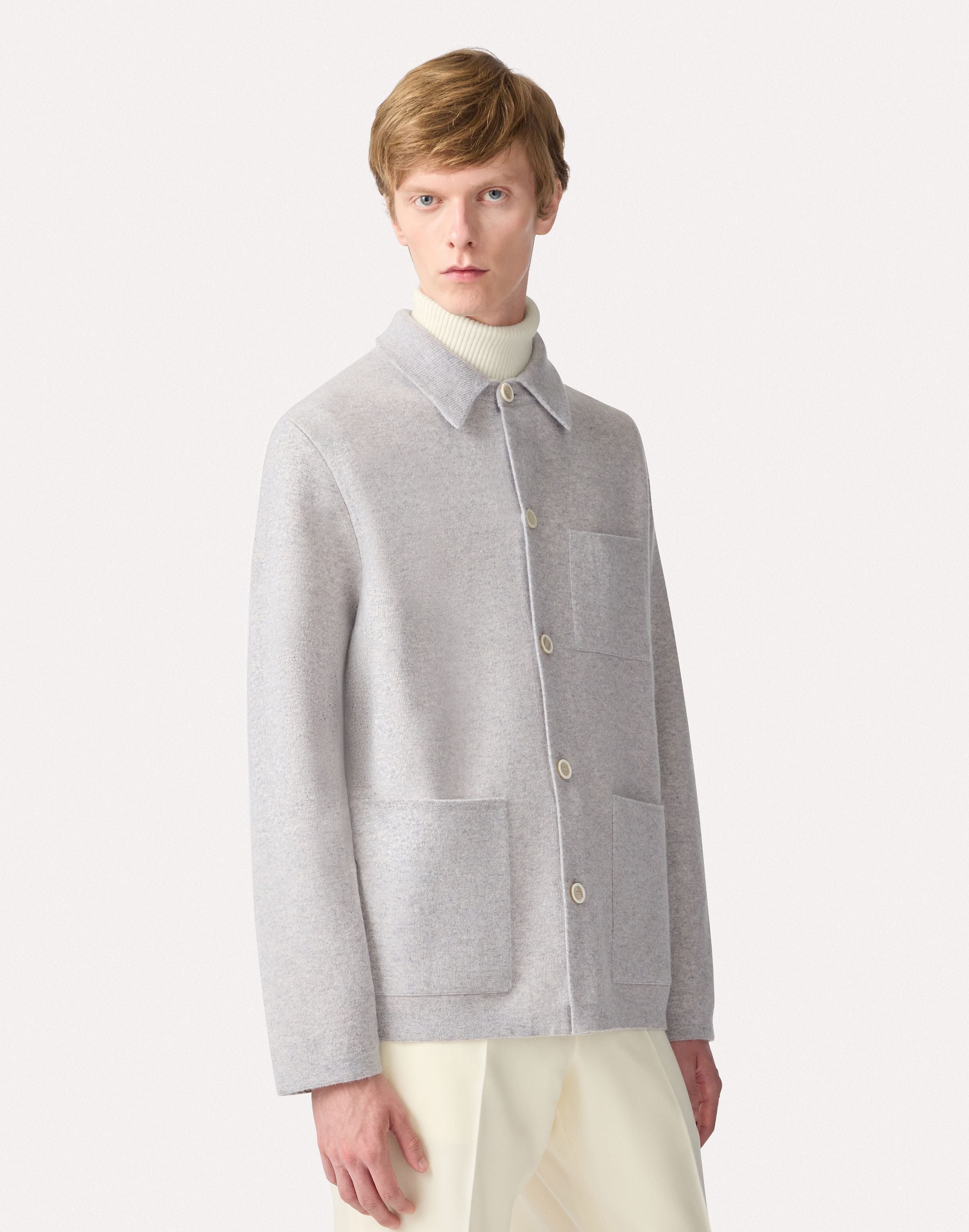 Double-knit jacket in grey and white GREY/WHITE Lardini 4