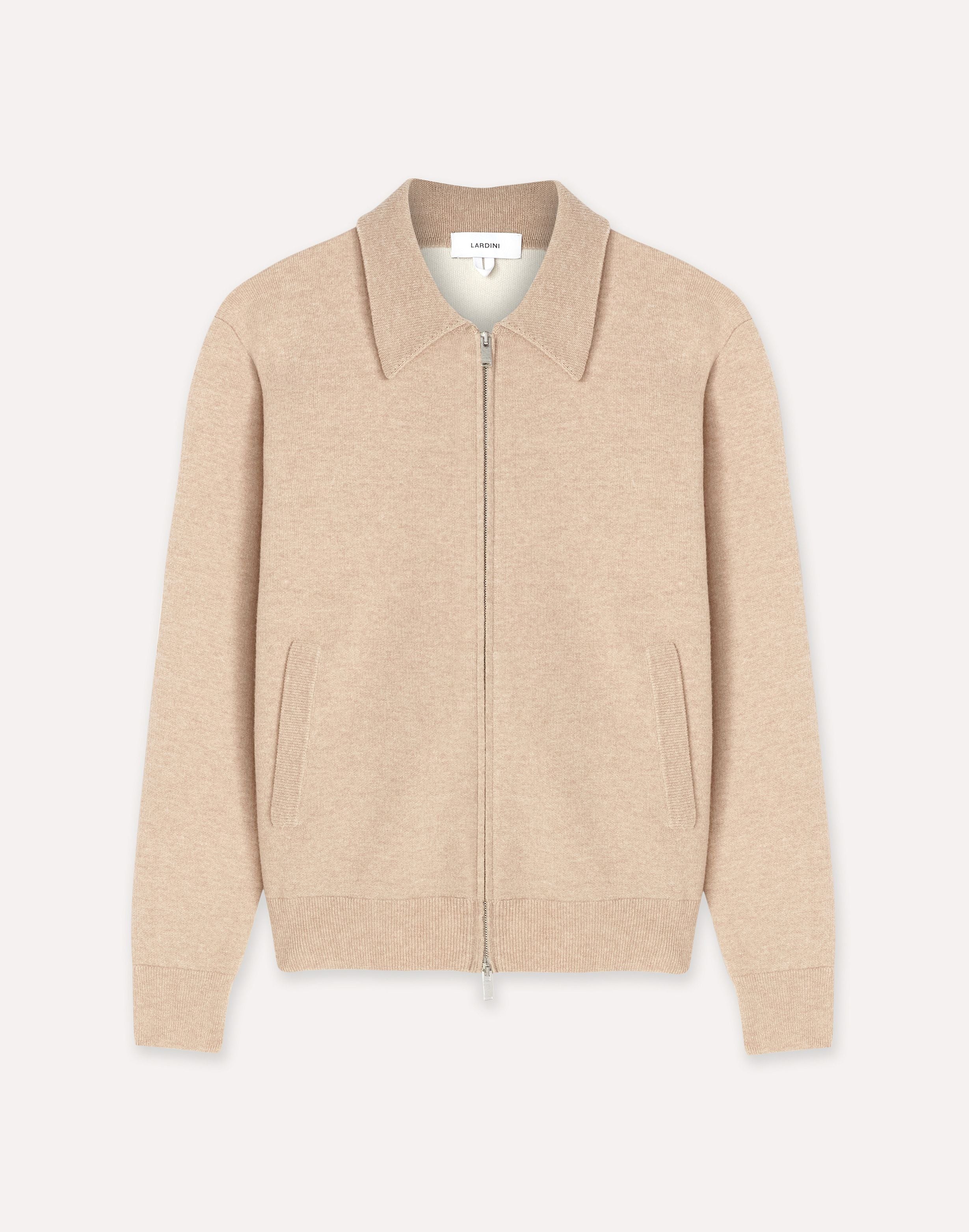Bomber in maglia color sabbia e bianco BEIGE/WHITE Lardini 1