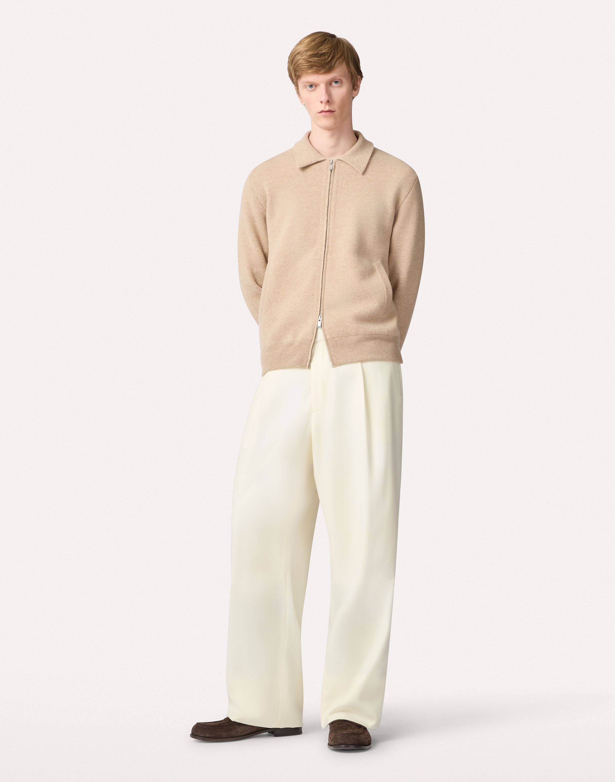 Bomber in maglia color sabbia e bianco BEIGE/WHITE Lardini 2