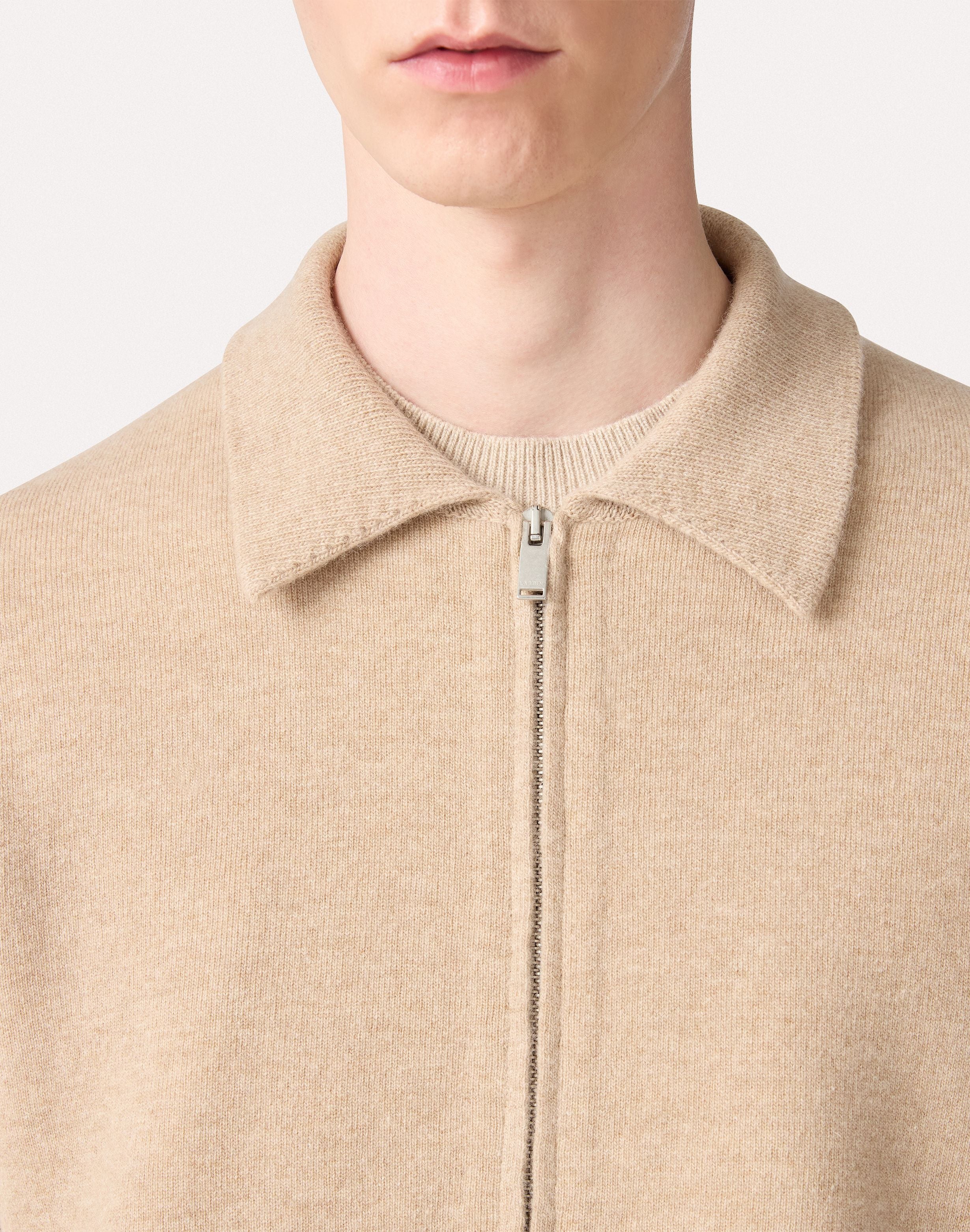 Bomber in maglia color sabbia e bianco BEIGE/WHITE Lardini 3