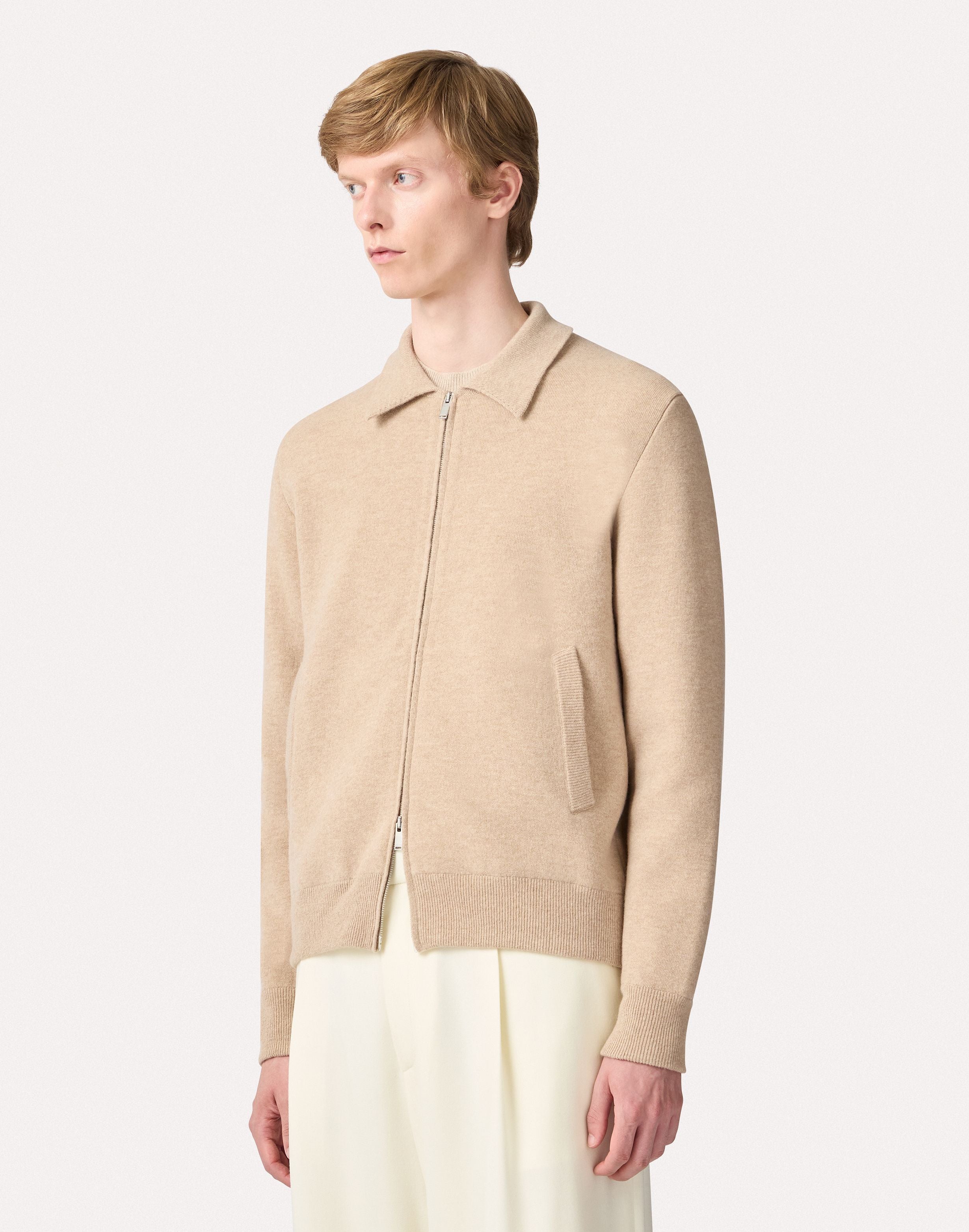 Bomber in maglia color sabbia e bianco BEIGE/WHITE Lardini 4