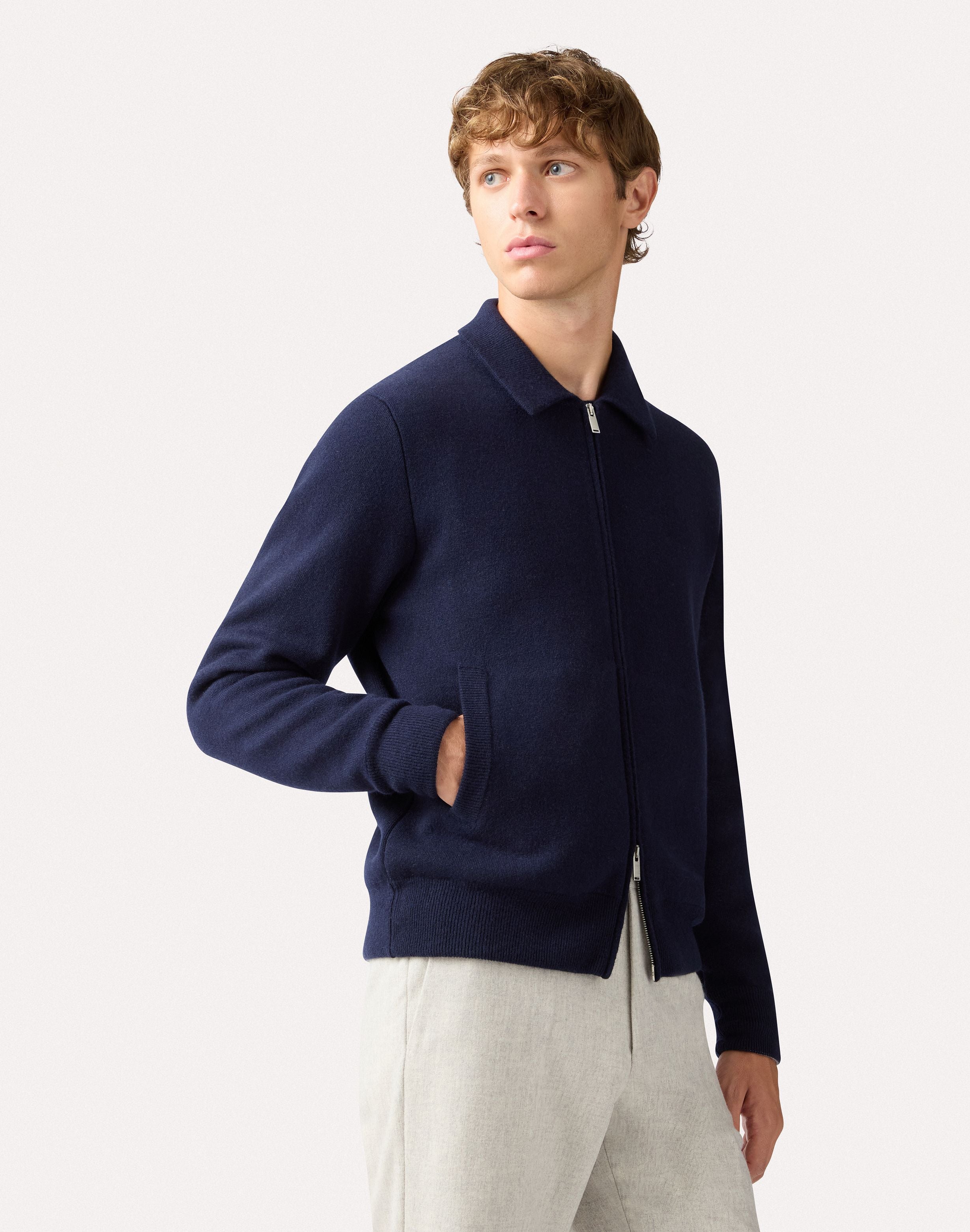 Double-knit bomber jacket in blue and grey BLUE/GREY Lardini 4