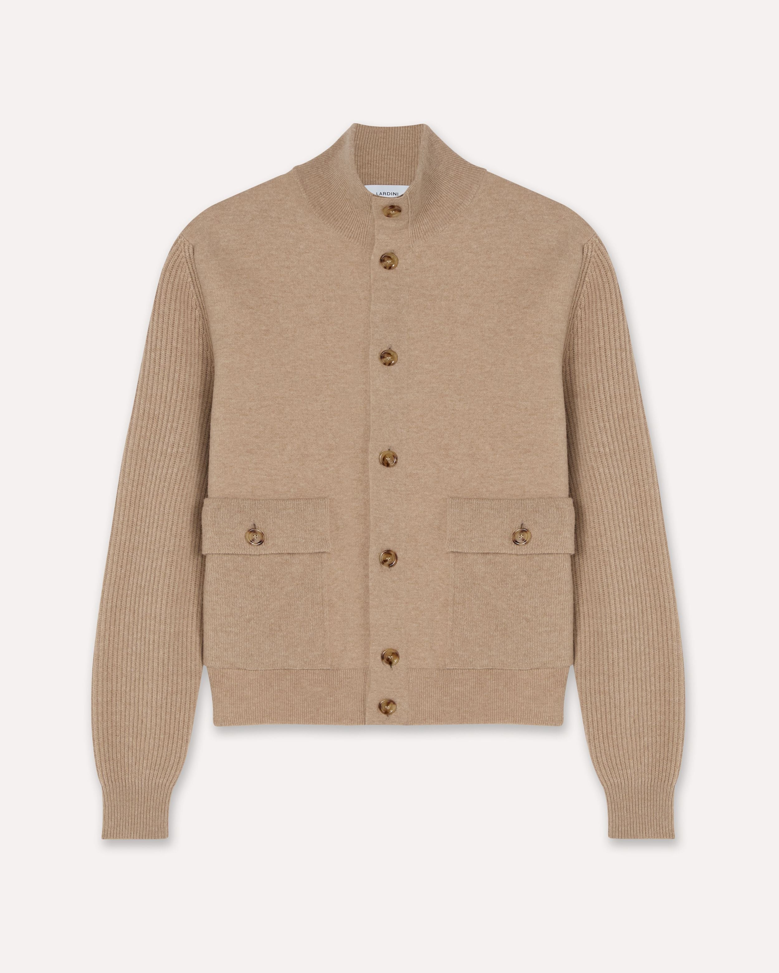 Giubbino in maglia beige e bianco BEIGE/WHITE Lardini