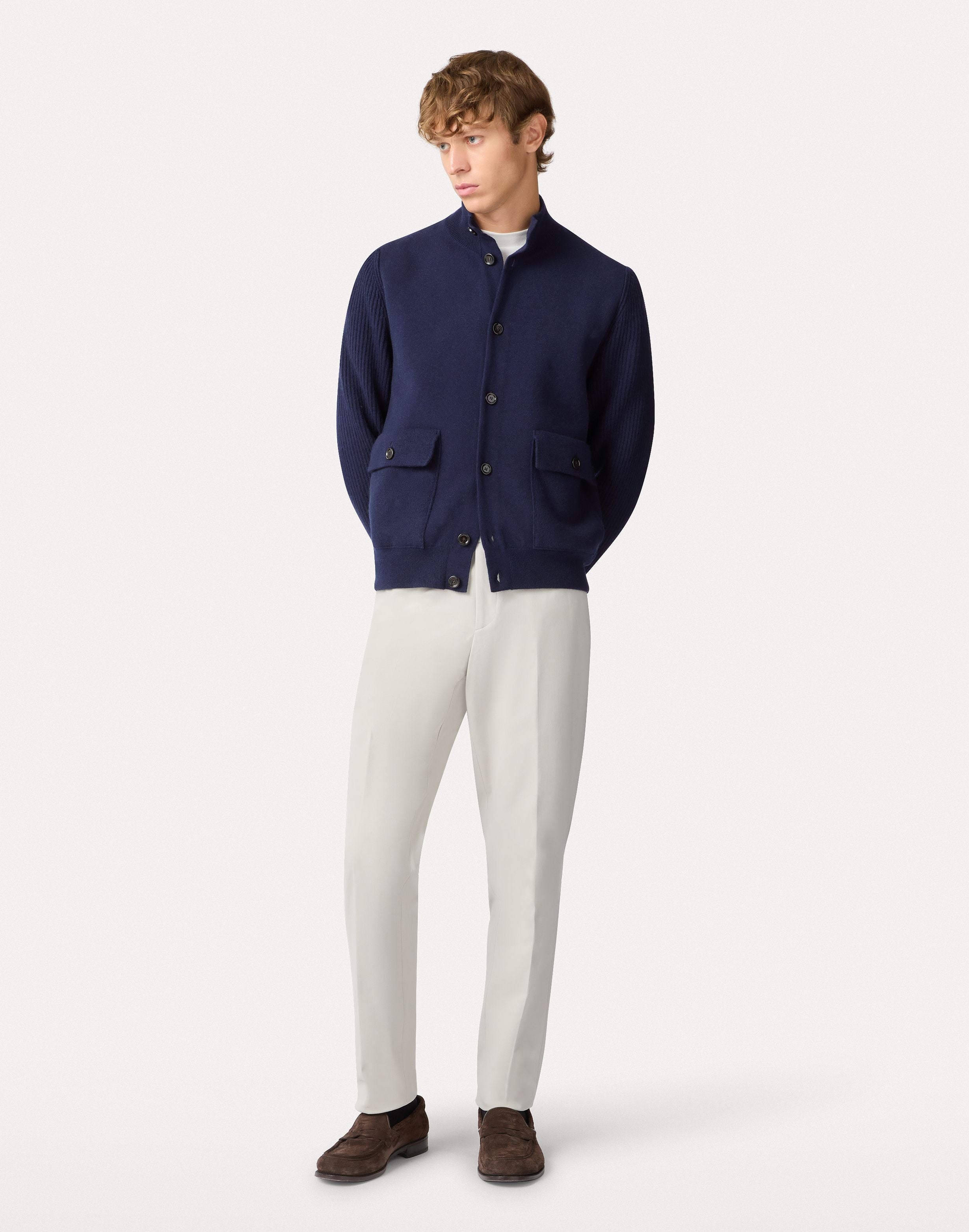 Giubbino in maglia blu e grigio BLUE/GREY Lardini 2