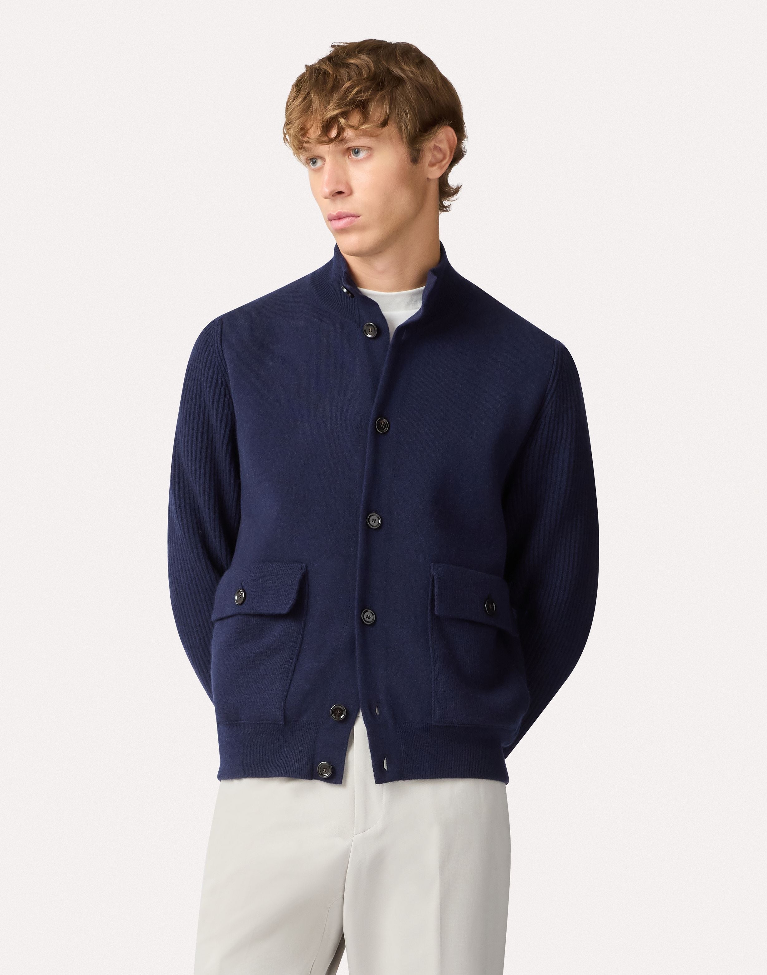 Giubbino in maglia blu e grigio BLUE/GREY Lardini 4