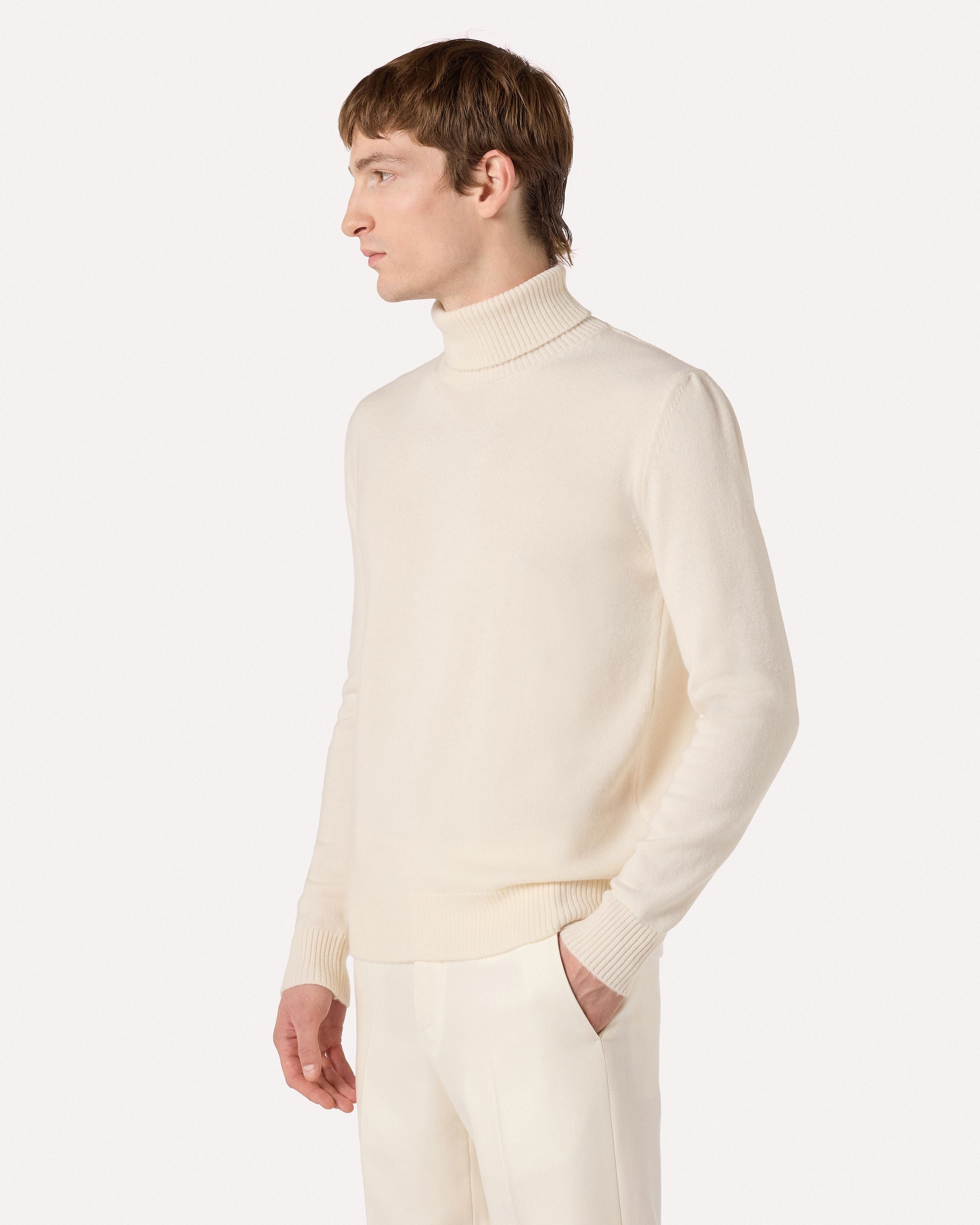 Dolcevita panna in lana e cashmere CREAM Lardini 4