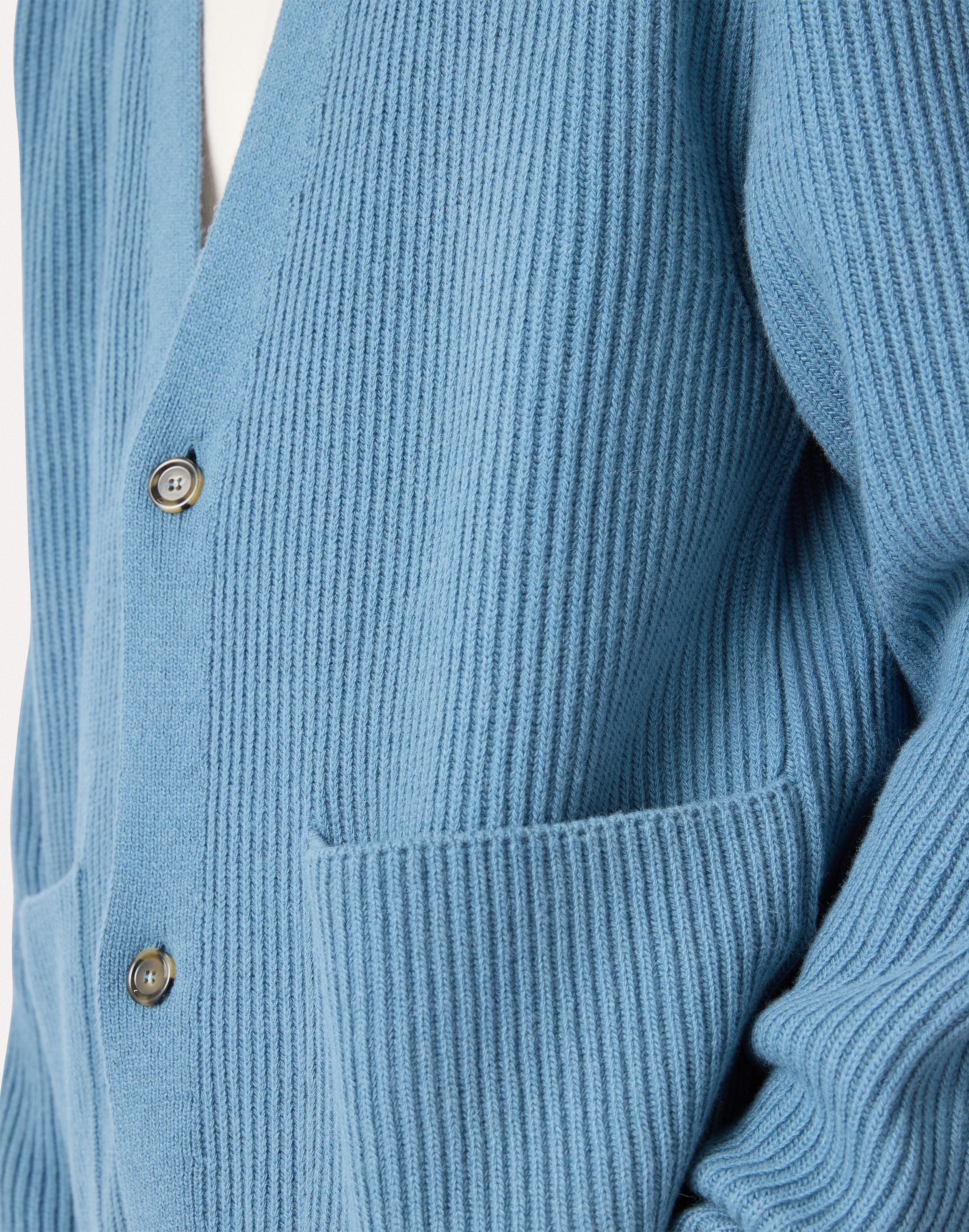 Light blue cardigan in wool and cashmere with English rib LIGHT BLUE Lardini 3