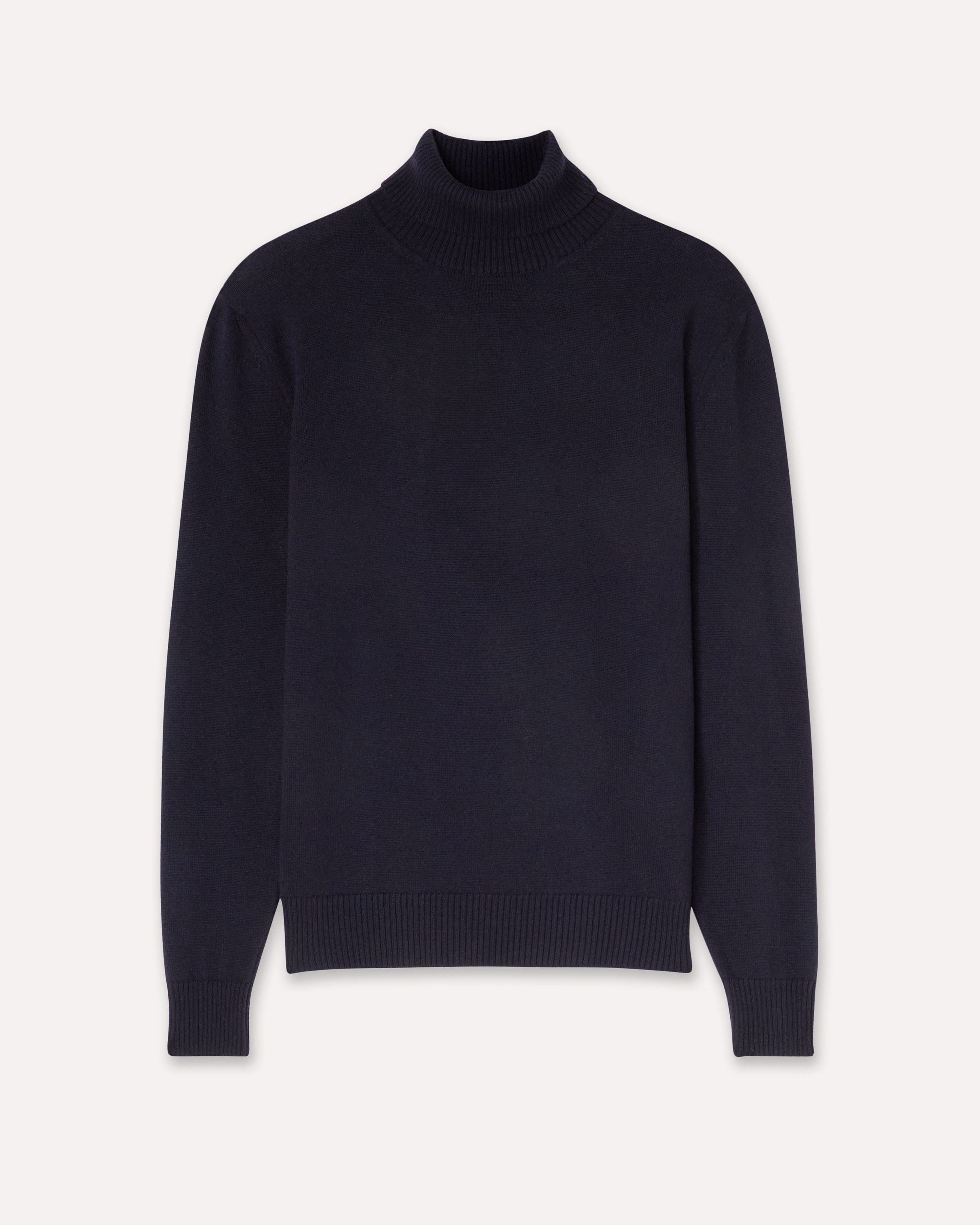 Dolcevita a manica lunga blu in lana merino extrafine BLUE Lardini 1