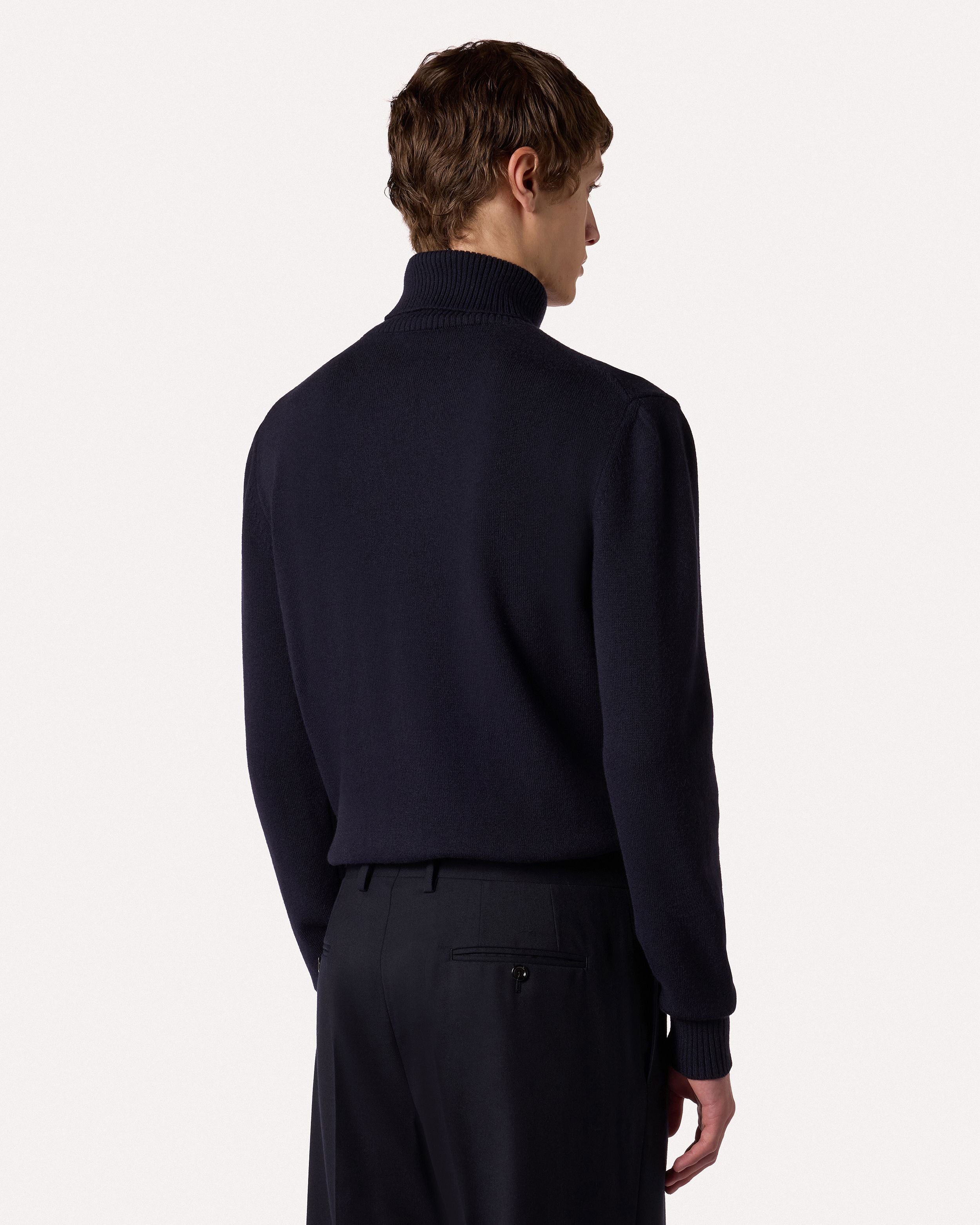 Dolcevita a manica lunga blu in lana merino extrafine BLUE Lardini 5