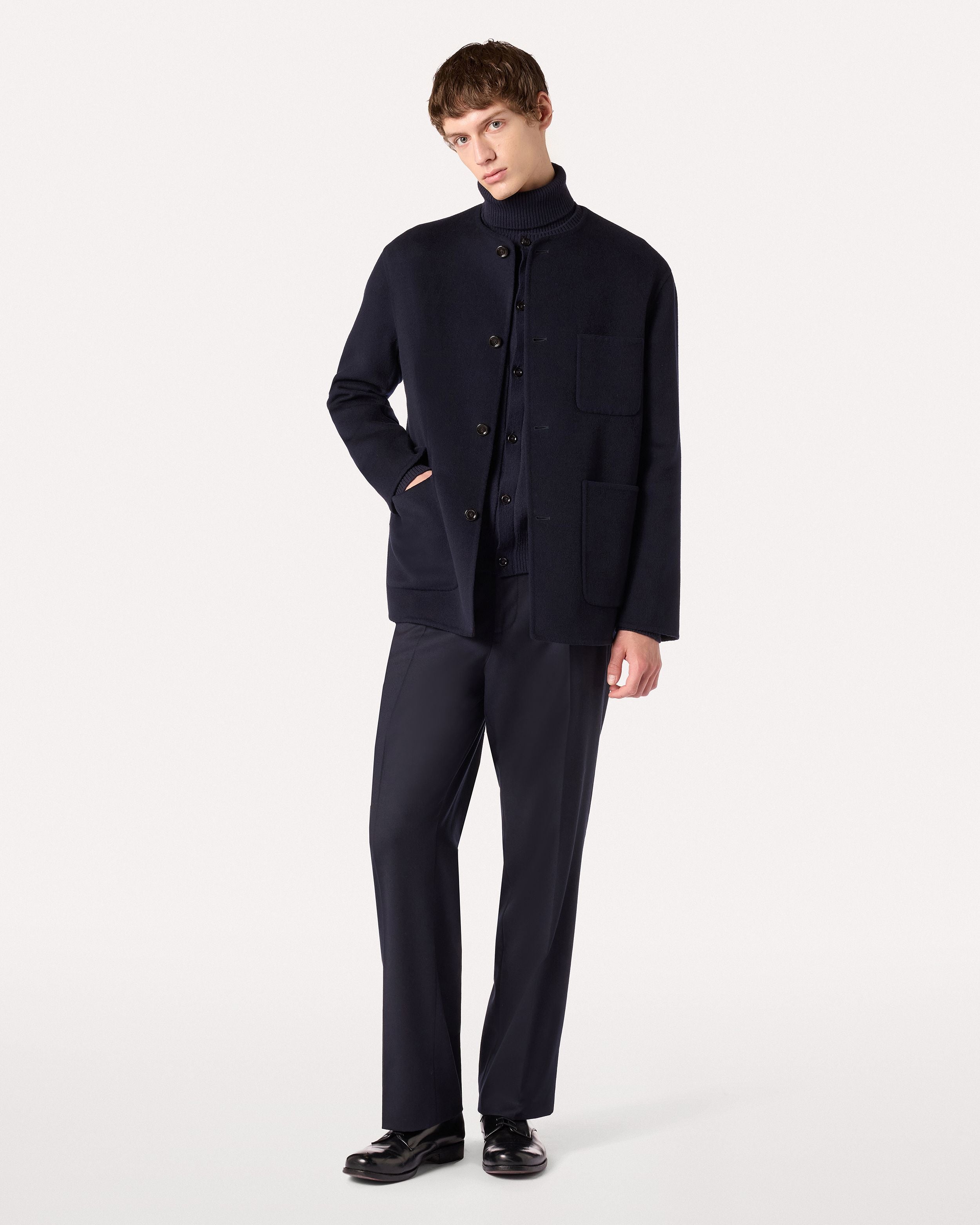 Blue cardigan in extrafine merino wool BLUE Lardini 2