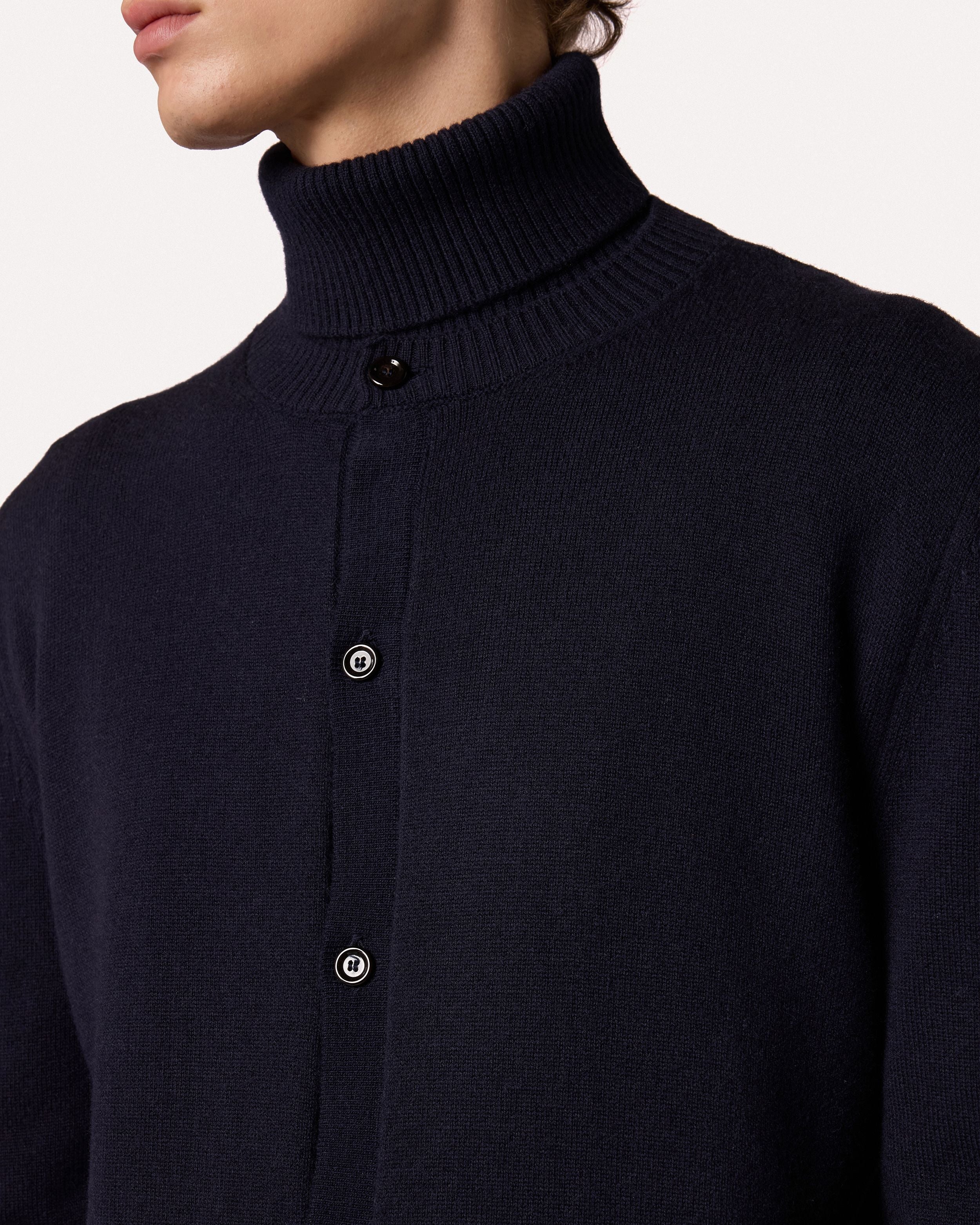 Blue cardigan in extrafine merino wool BLUE Lardini 3