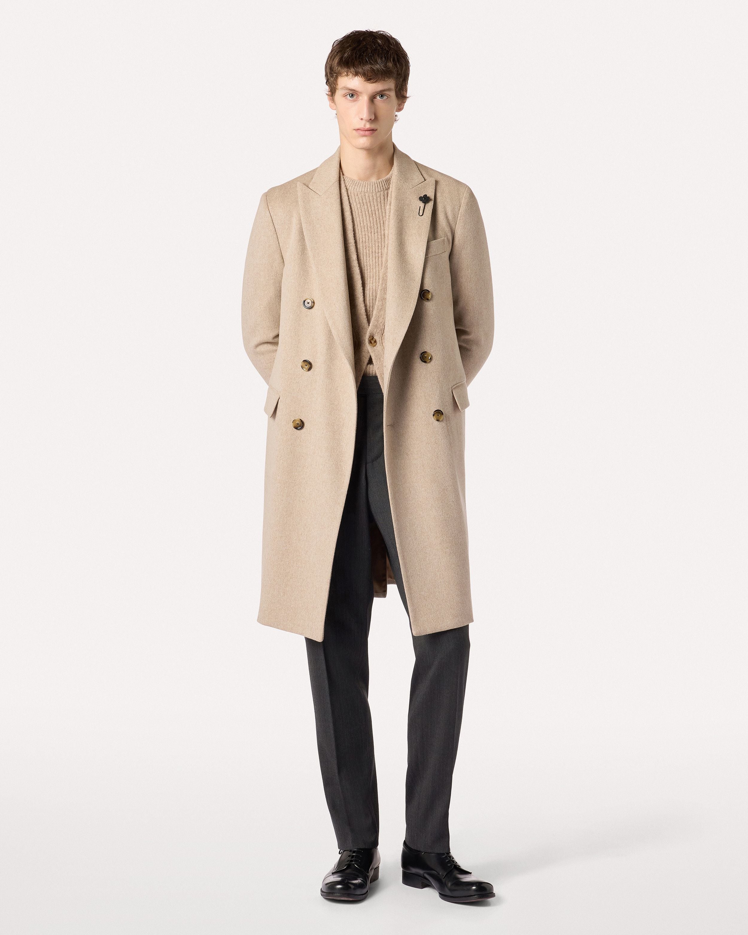 Maglia girocollo beige in lana merino extrafine BEIGE Lardini 2